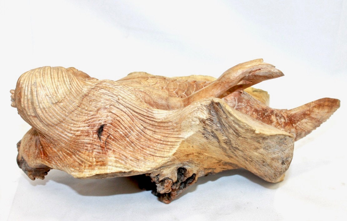 Mermaid Statue Parasite Mushroom Wood Carving Sculpture Bali Art - Acadia World Traders