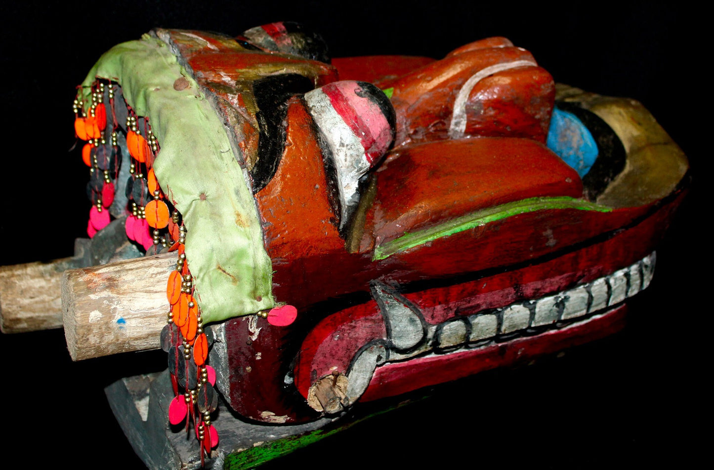 Javanese Barong Mask Lion Dance Polychrome Hand Carved Wood Indonesian Folk ART - Acadia World Traders