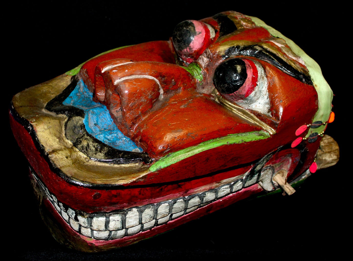 Javanese Barong Mask Lion Dance Polychrome Hand Carved Wood Indonesian Folk ART - Acadia World Traders