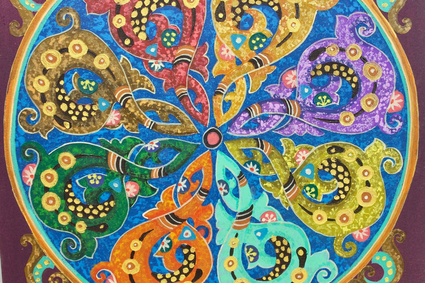 Mandala Abstract Hand painted Wall Art Painting Sacred Geometry Purple Balinese Art