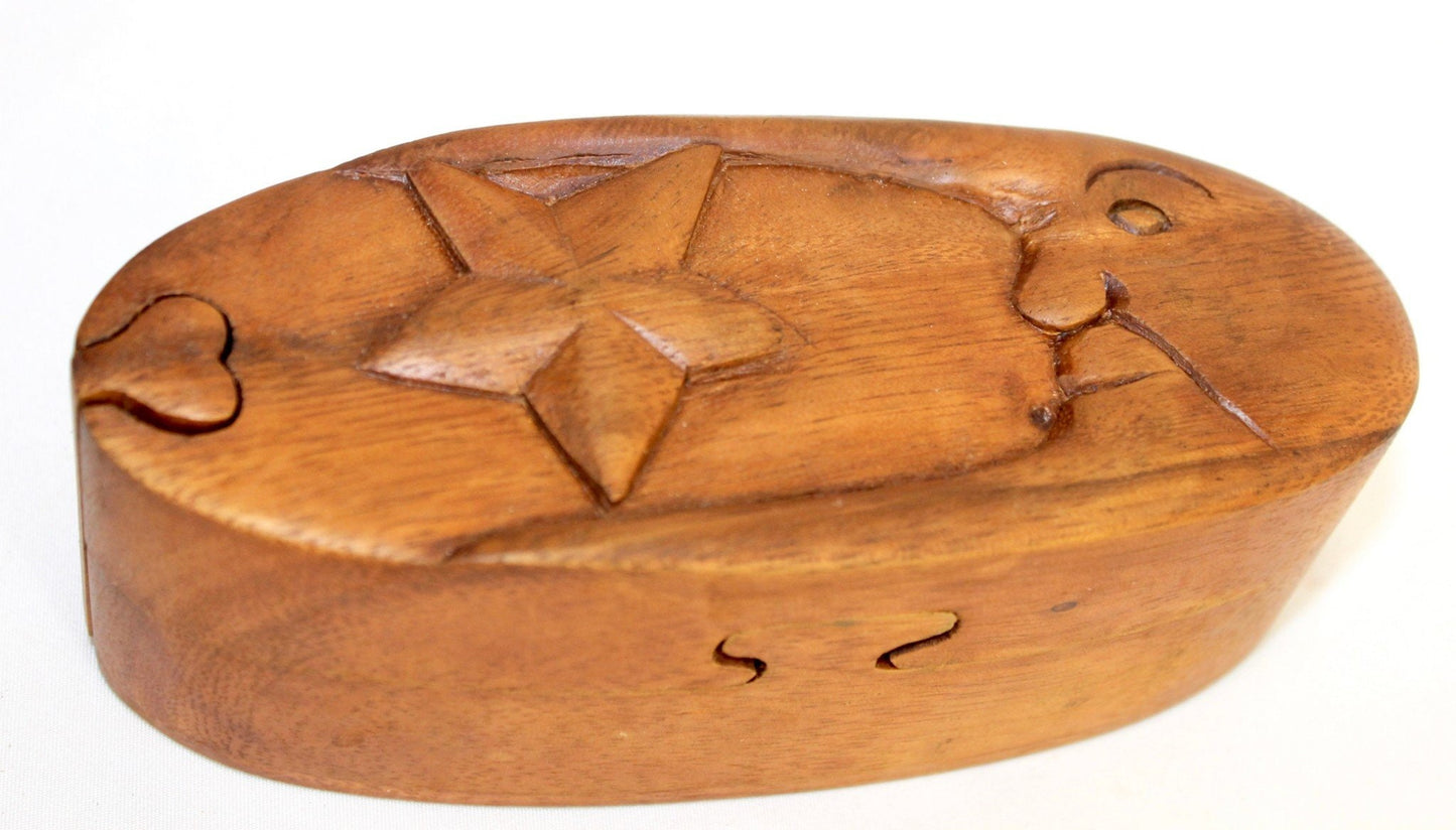 Celestial Man in the Moon Star & Moon Secret Puzzle Box Trinket Jewelry gift box Stash box