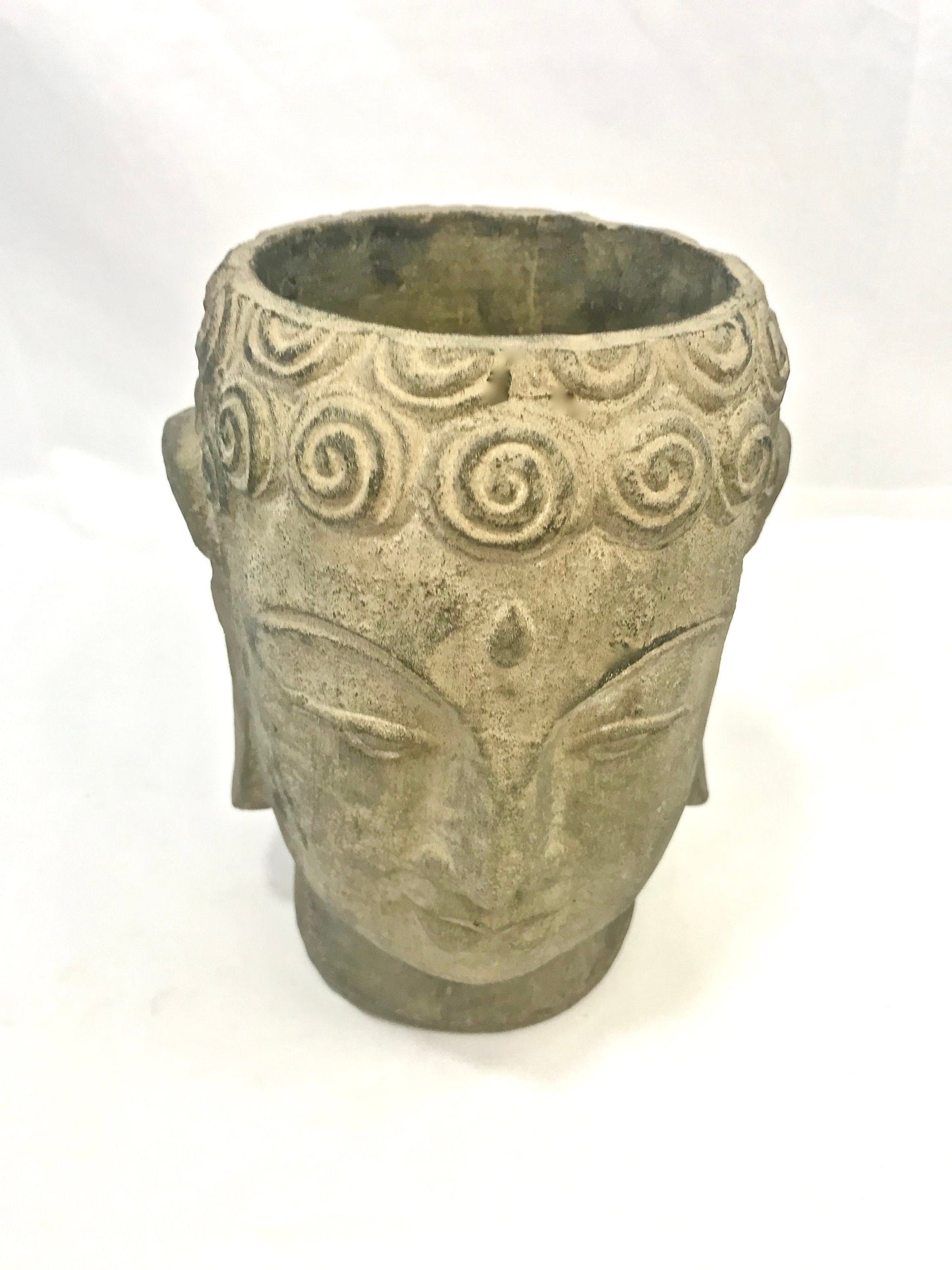Buddha Head Succulent Planter Garden Statue handmade cast lava stone