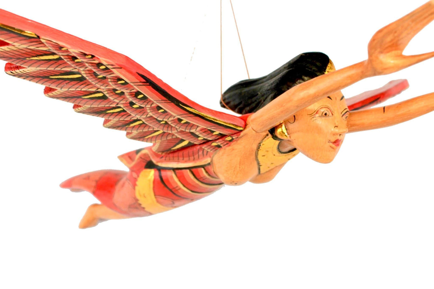 Flying Dewi Sri mobile Balinese Rice Goddess hanging Mobile Spiritchaser red
