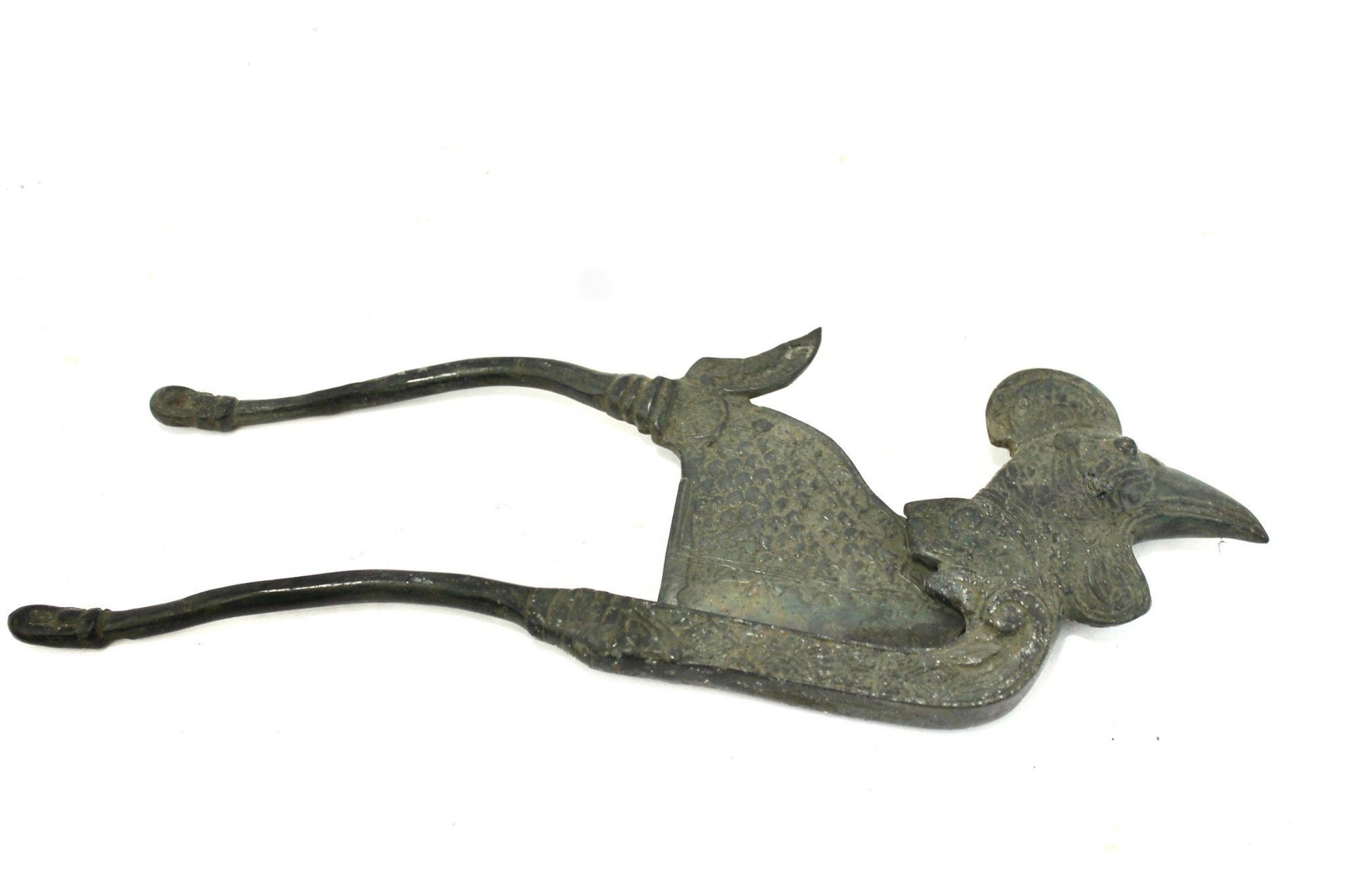 Antique Indonesian Betel Nut Pinang Scissors Bronze Chicken Shape 12" LONG - Acadia World Traders