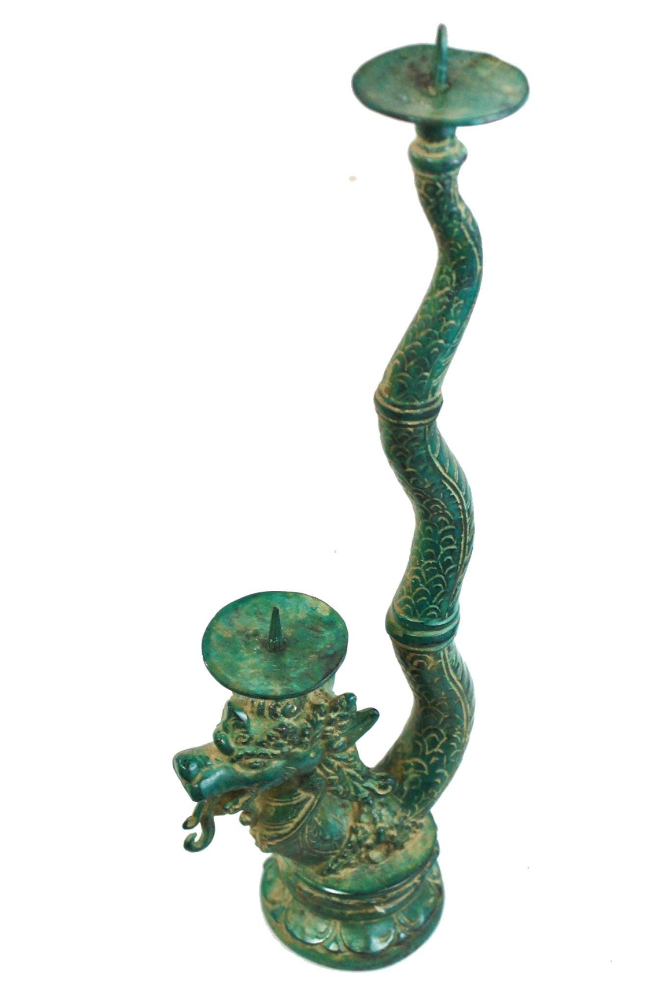Naga Dragon Statue candlestick Candelabra handcrafted Bronze Balinese Art