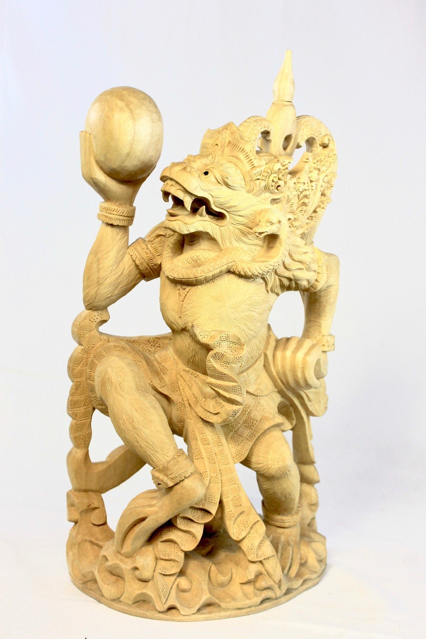 Balinese Hanuman Monkey God Sculpture Ramayana Bali Art hand Carved Wood Statue - Acadia World Traders