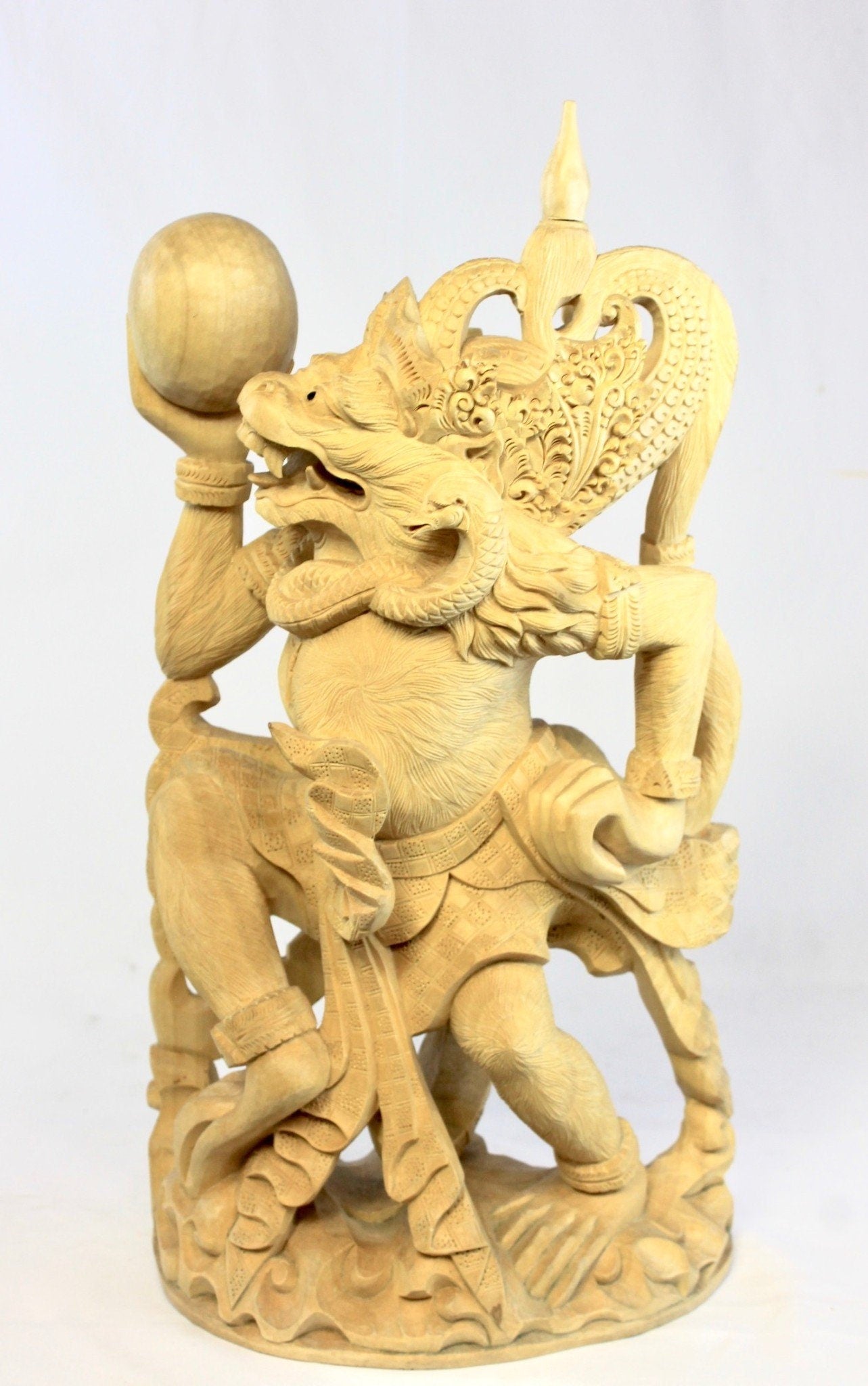Balinese Hanuman Monkey God Sculpture Ramayana Bali Art hand Carved Wood Statue - Acadia World Traders
