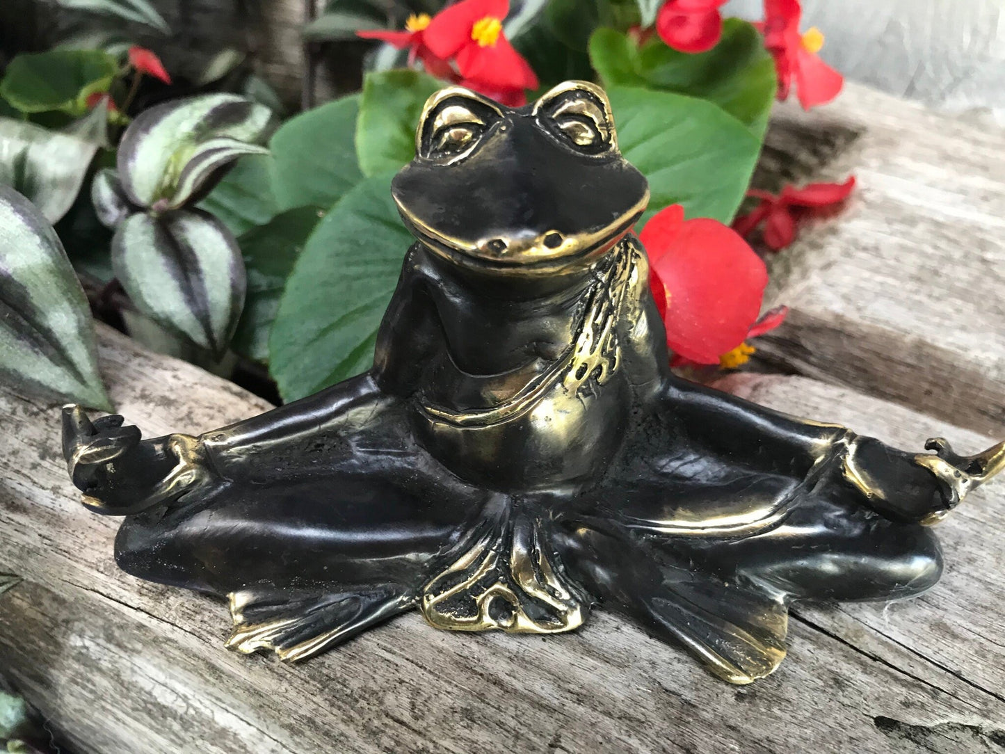 Meditating Yoga Frog statue Sculpture Zen Buddha cast Bronze Bali Art - Acadia World Traders