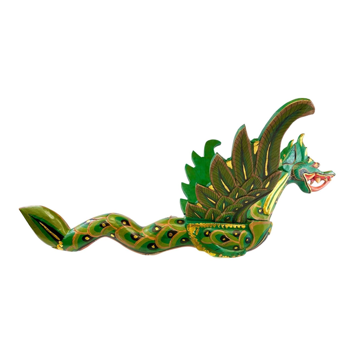 Winged Flying Dragon Mobile Spiritchaser Cradle Guardian Balinese folk Art 21” Green Eclectic Decor
