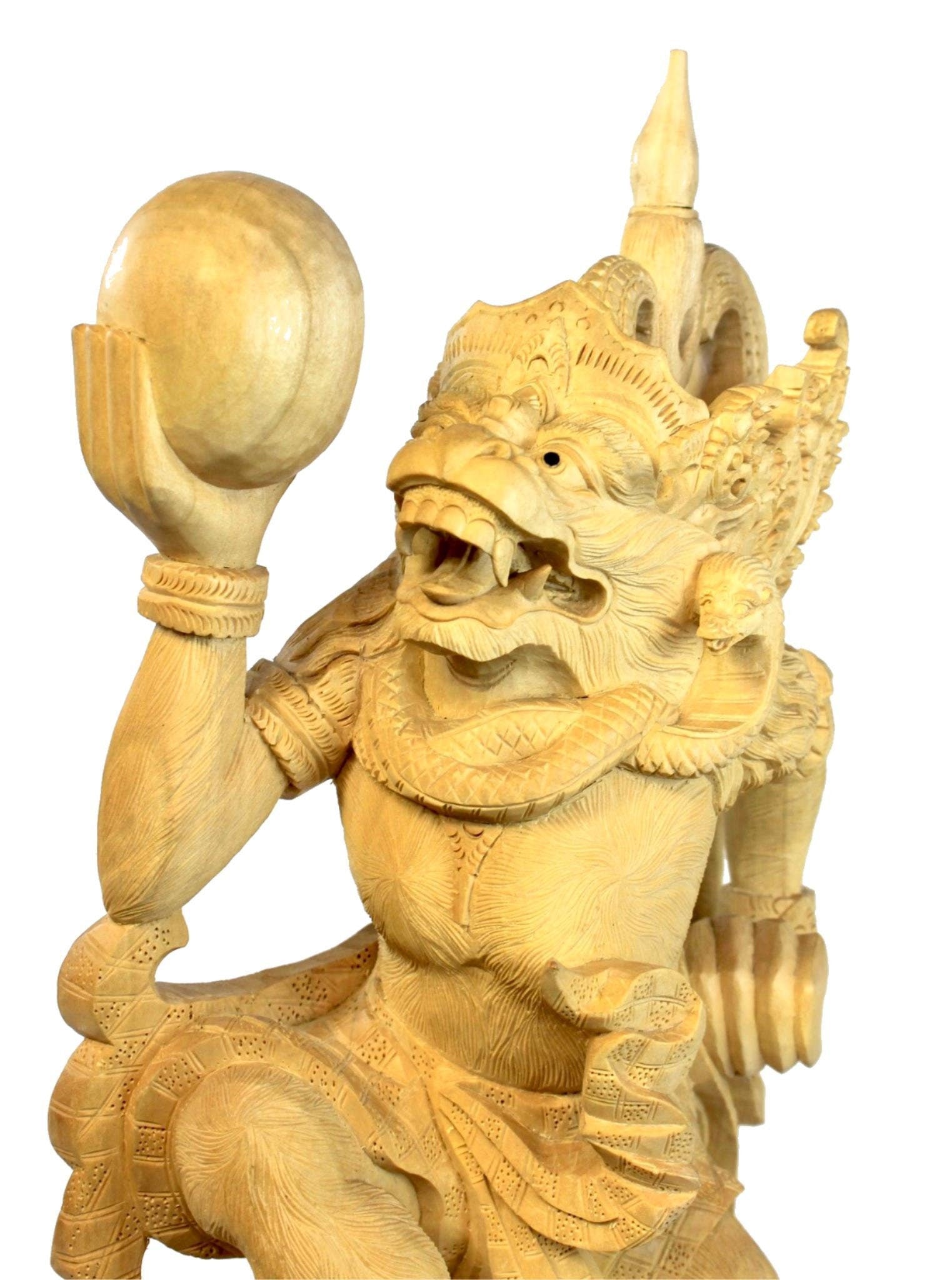 Balinese Hanuman Monkey God Sculpture Ramayana Bali Art hand Carved Wood Statue - Acadia World Traders