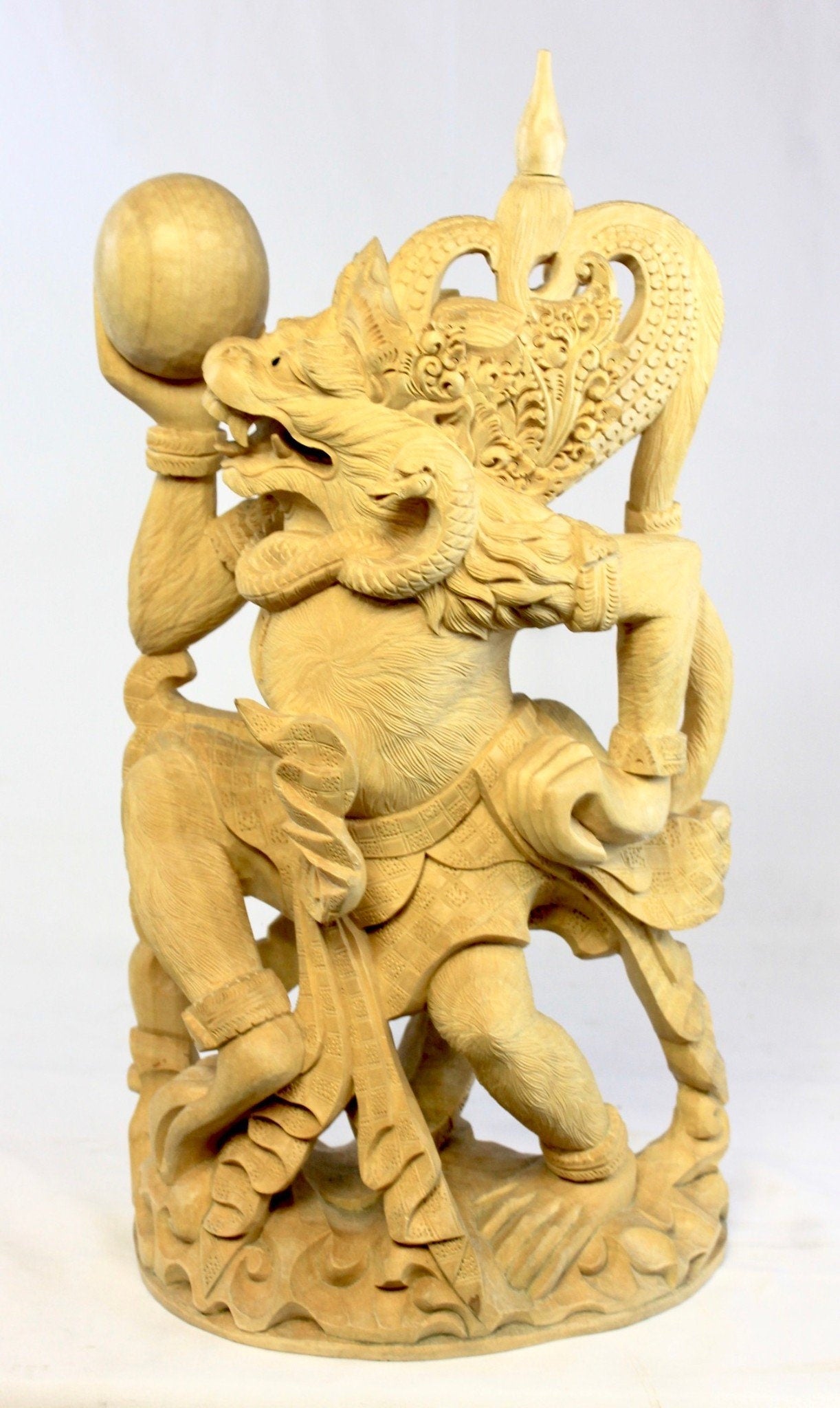 Balinese Hanuman Monkey God Sculpture Ramayana Bali Art hand Carved Wood Statue - Acadia World Traders