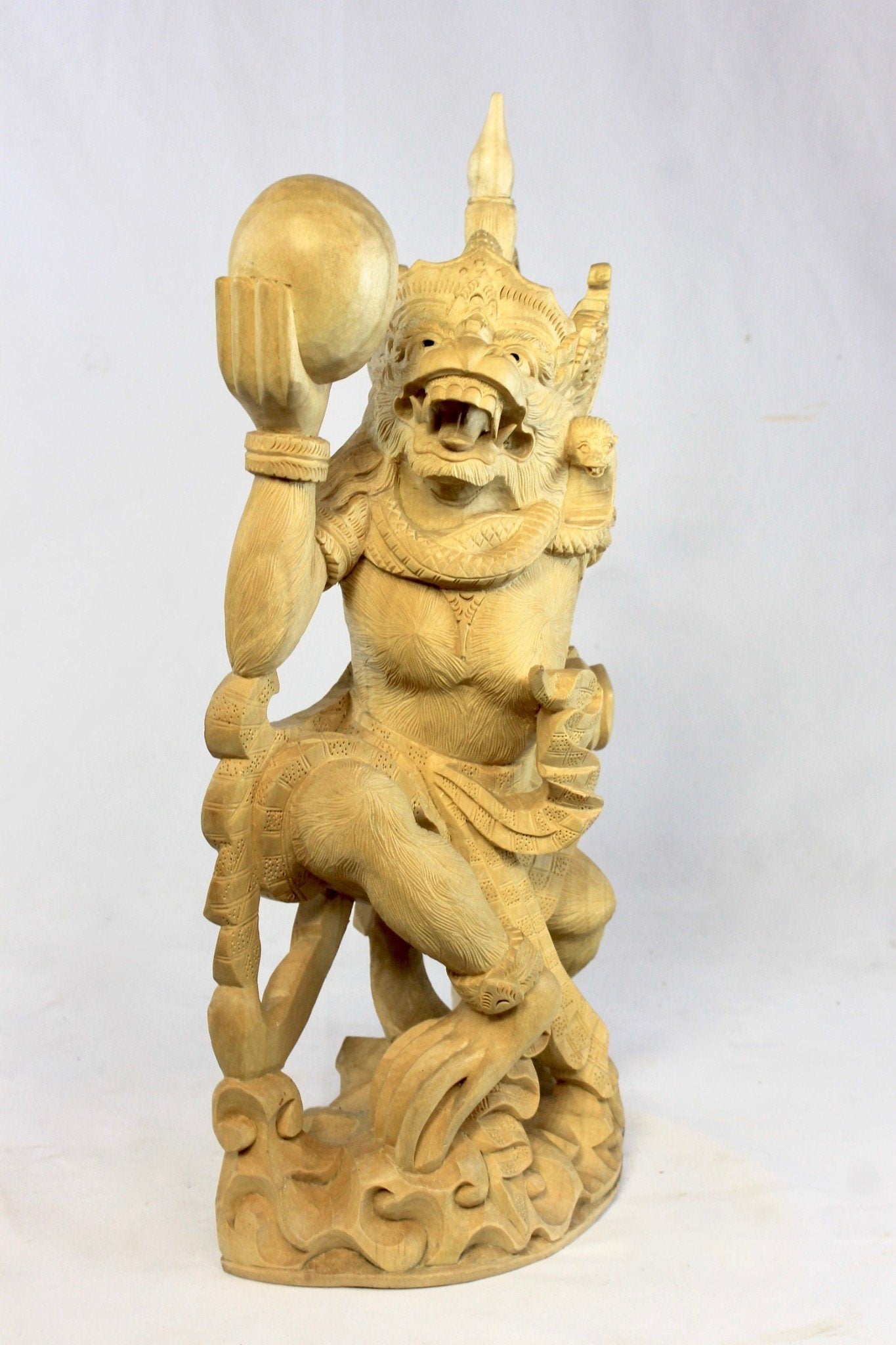 Balinese Hanuman Monkey God Sculpture Ramayana Bali Art hand Carved Wood Statue - Acadia World Traders