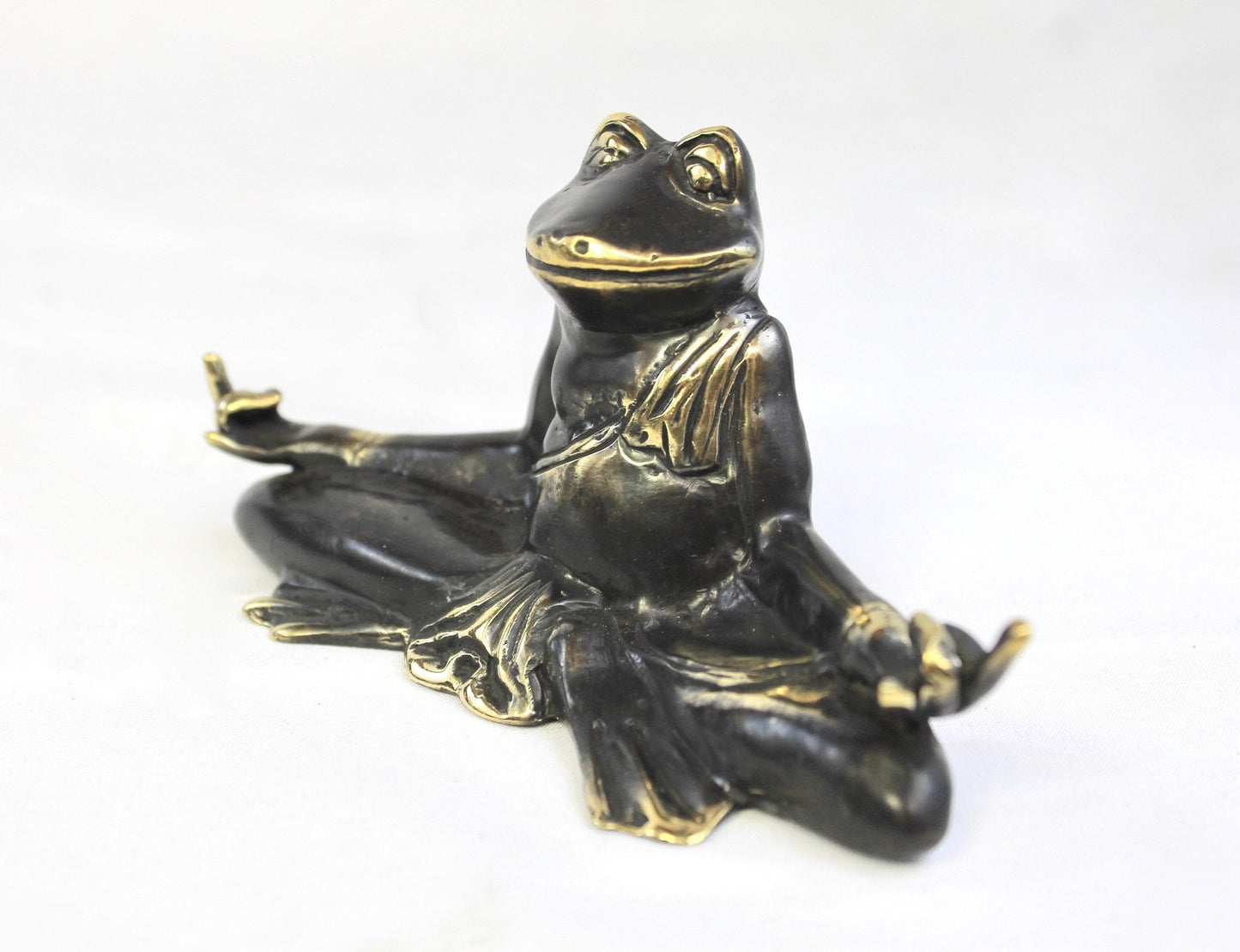 Meditating Yoga Frog statue Sculpture Zen Buddha cast Bronze Bali Art - Acadia World Traders