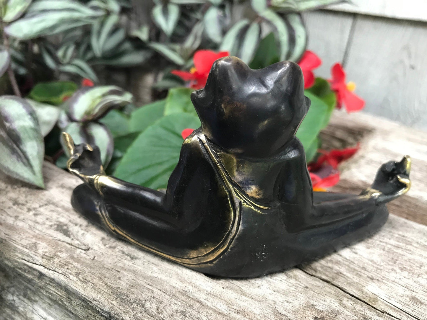 Meditating Yoga Frog statue Sculpture Zen Buddha cast Bronze Bali Art - Acadia World Traders
