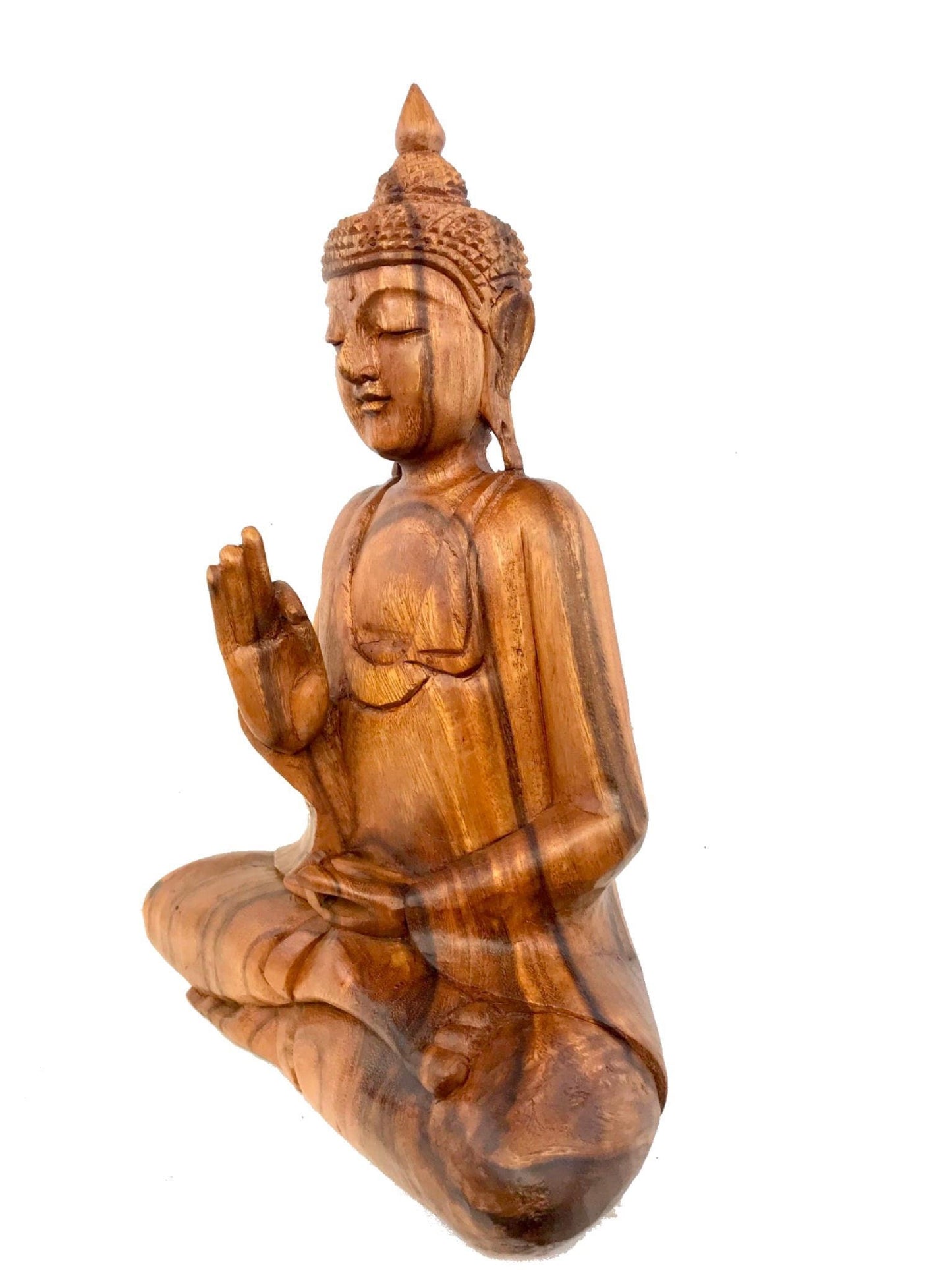 Vitarka Teaching Buddha Sculpture Hand Carved wood Statue Balinese Art