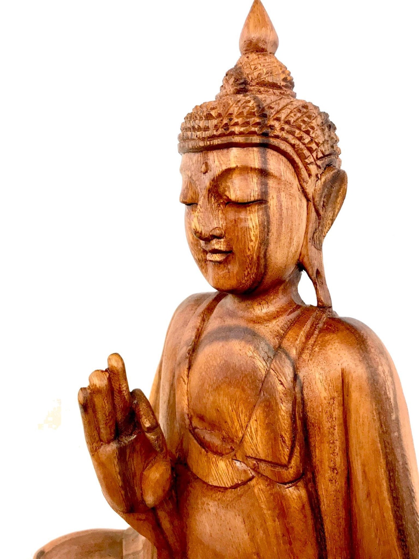 Vitarka Teaching Buddha Sculpture Hand Carved wood Statue Balinese Art