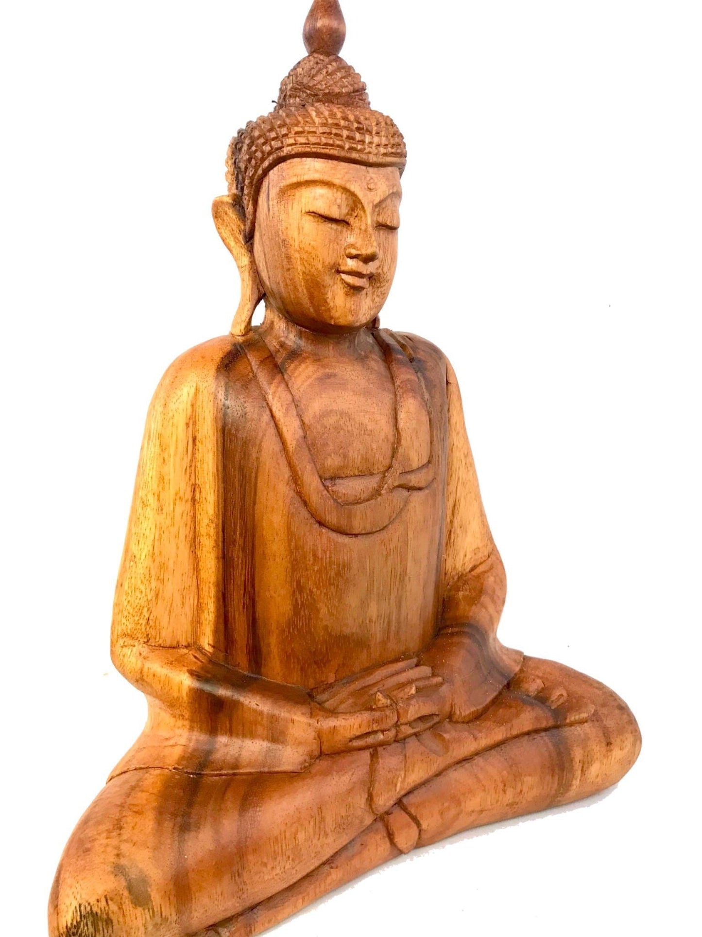 Dhyana Pose Buddha Meditating Statue Hand Carved wood Sculpture Balinese Art