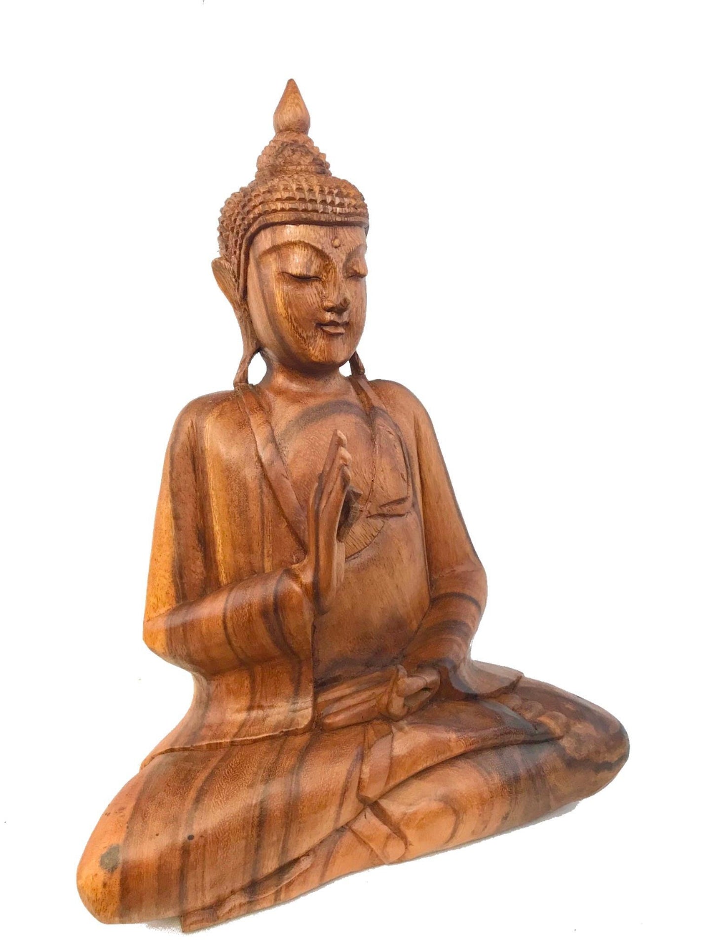 Vitarka Teaching Buddha Sculpture Hand Carved wood Statue Balinese Art
