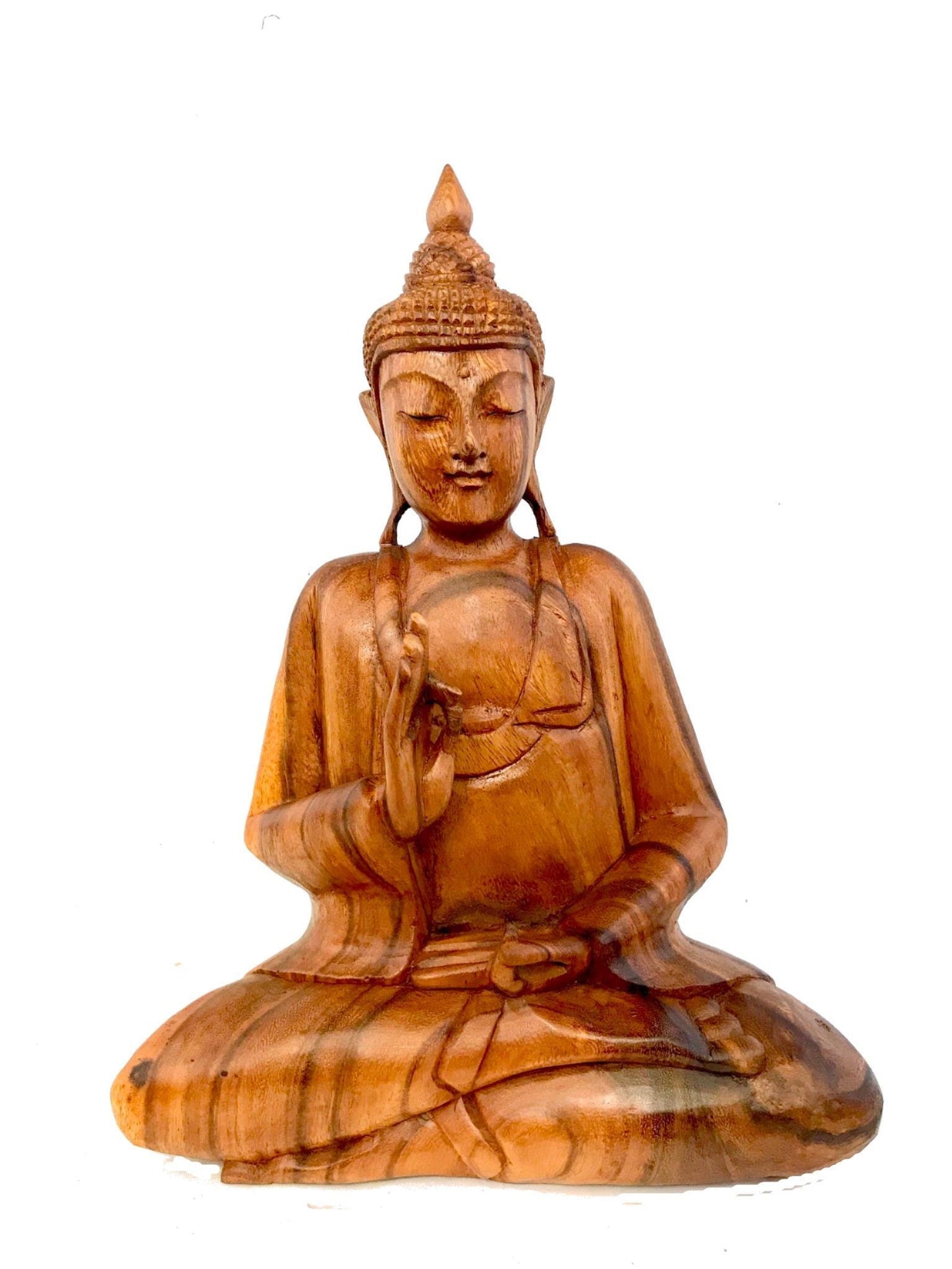 Vitarka Teaching Buddha Sculpture Hand Carved wood Statue Balinese Art