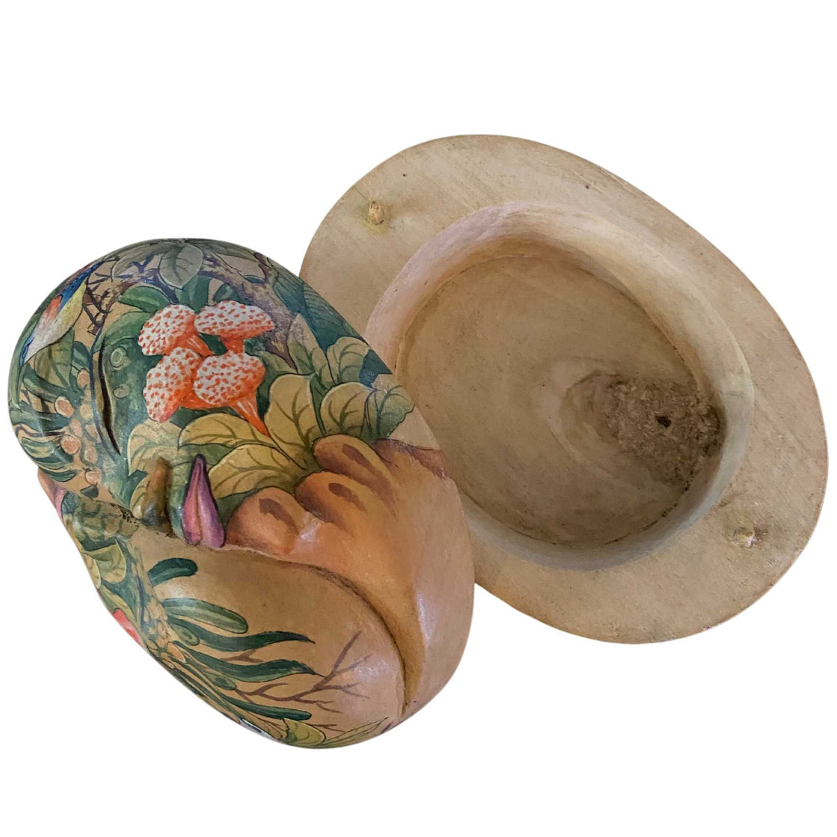Yin Yang Trinket Box, Balinese Goddess Mask, Hand Painted Carved Bali Folk Art