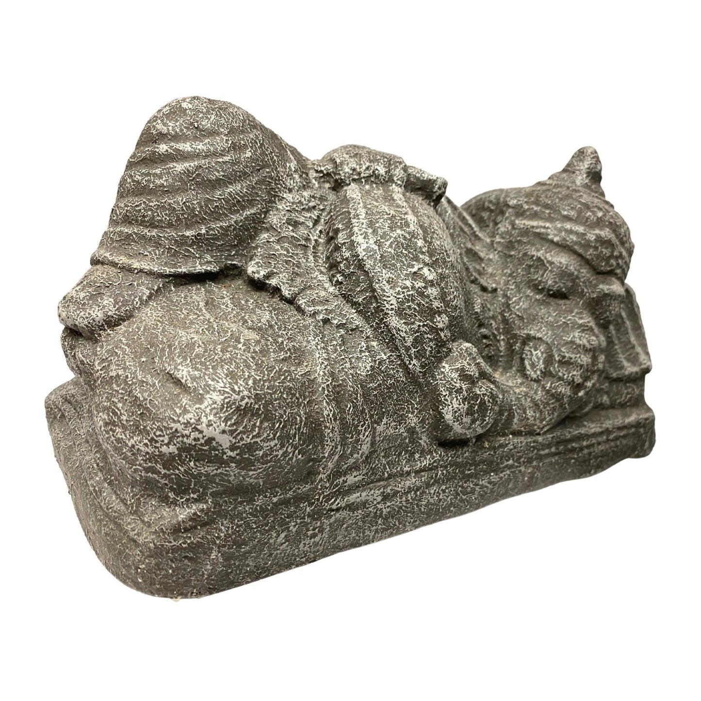 Reclining Ganesha Garden Statue handmade cast lava stone concrete Balinese Hindu Yard Art sleeping elephant god