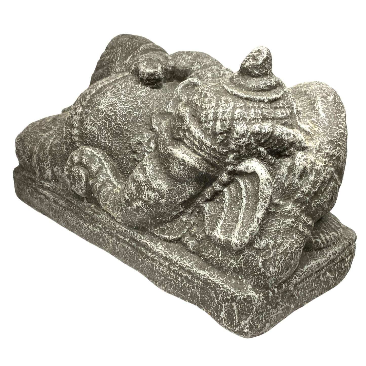 Reclining Ganesha Garden Statue handmade cast lava stone concrete Balinese Hindu Yard Art sleeping elephant god