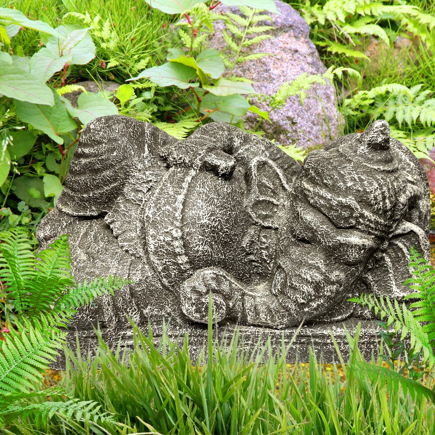 Reclining Ganesha Garden Statue handmade cast lava stone concrete Balinese Hindu Yard Art sleeping elephant god