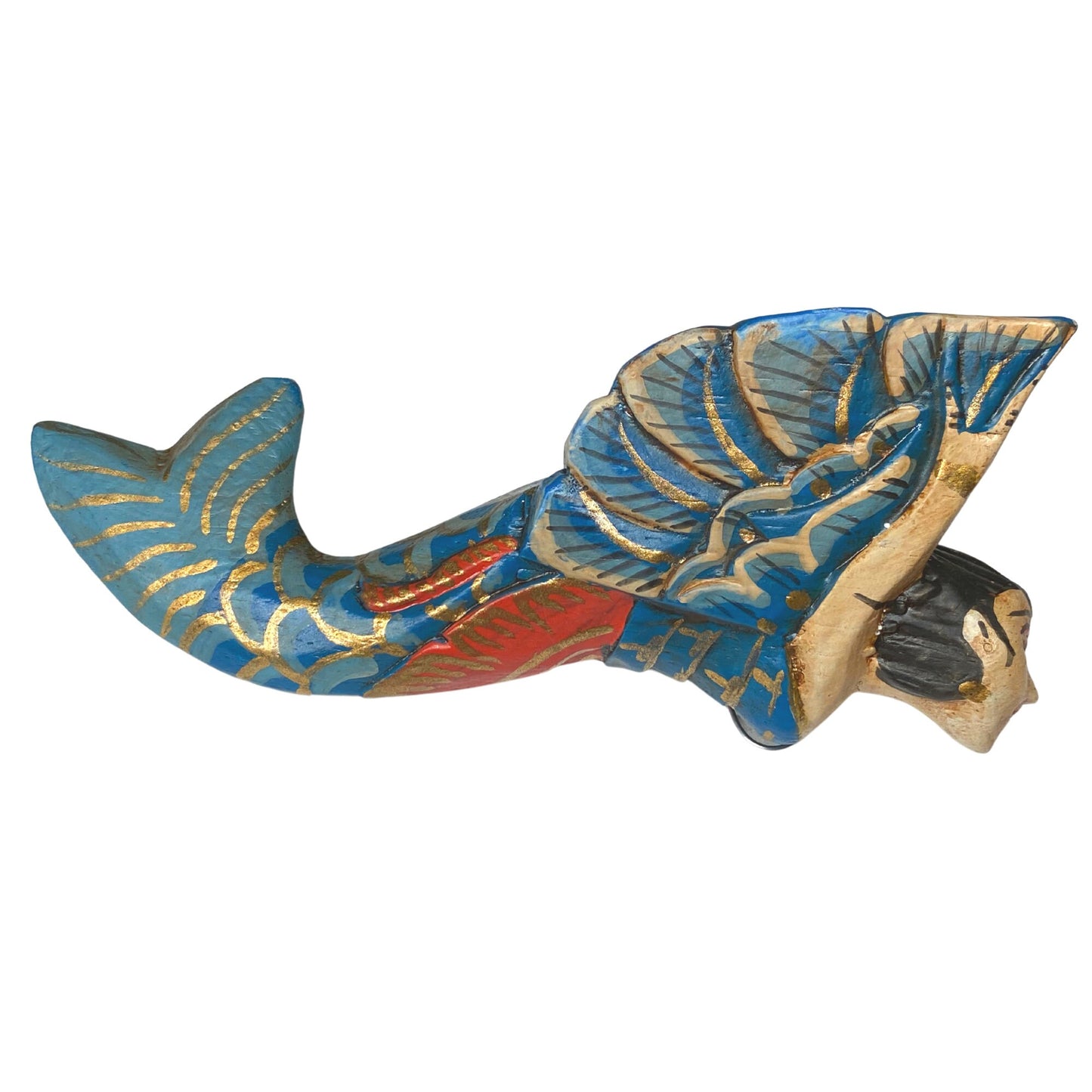 Bali winged Mermaid Goddess Sisters Ornament Carved Wood Set 3 Balinese Art