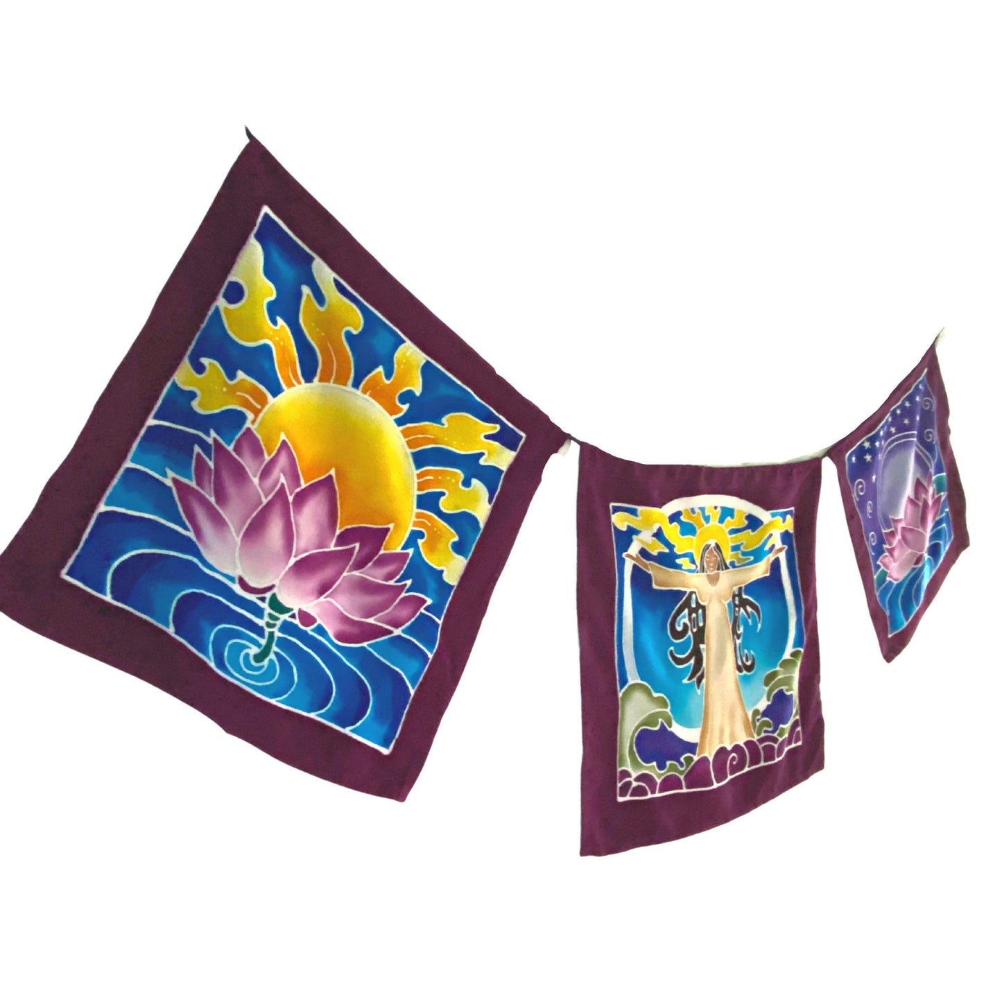 Gaia Mother Earth Goddess of Elements Prayer Flag Wall hanging Banner Bali Batik Art