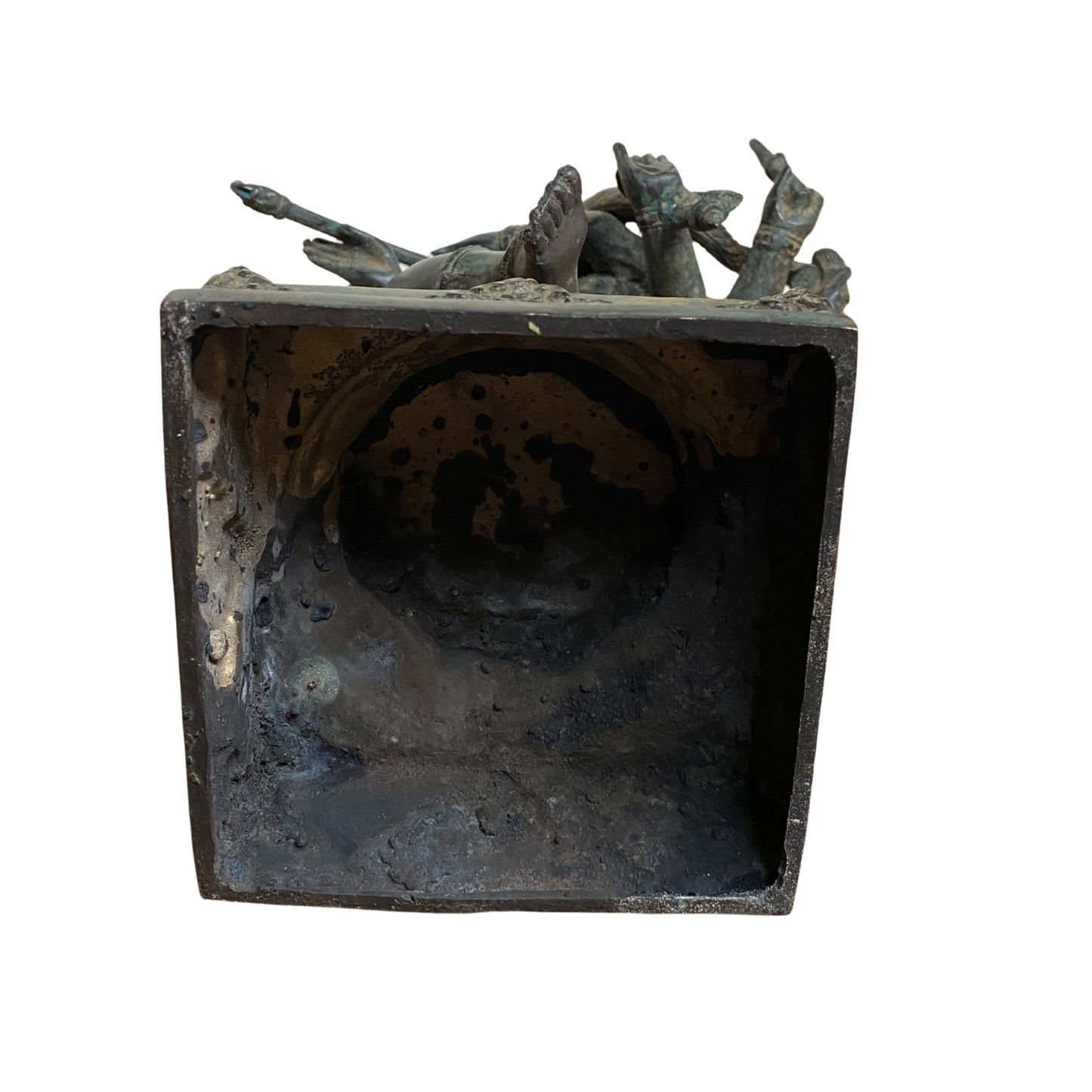 Dancing Ganesha Bronze Sculpture: Handmade Balinese Lost Wax Cast Metal Statue with Verdigris Patina