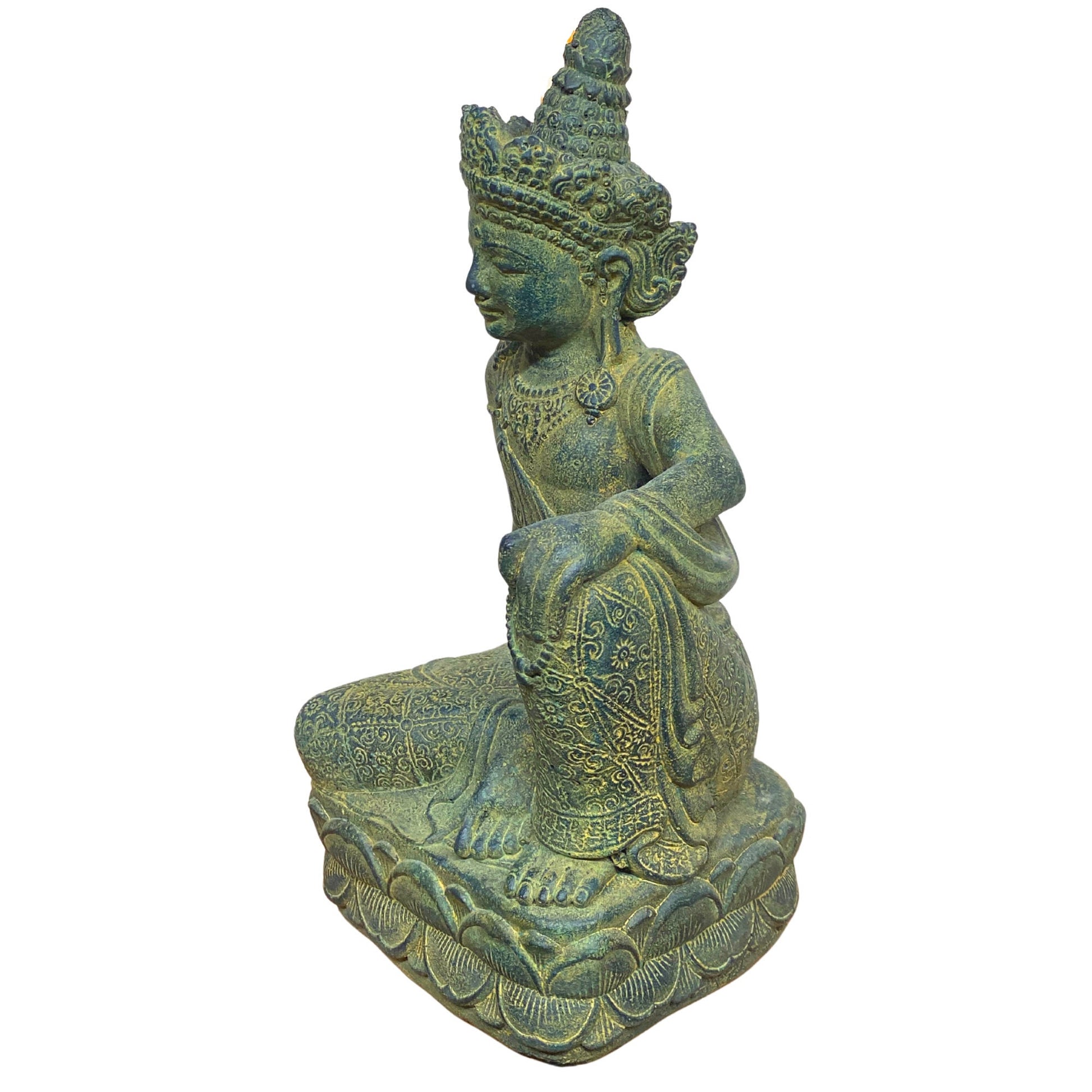 Guanyin Kwan Yin Garden Statue Water Moon Goddess Cast Stone Sculpture Buddhist Bali Art - Acadia World Traders