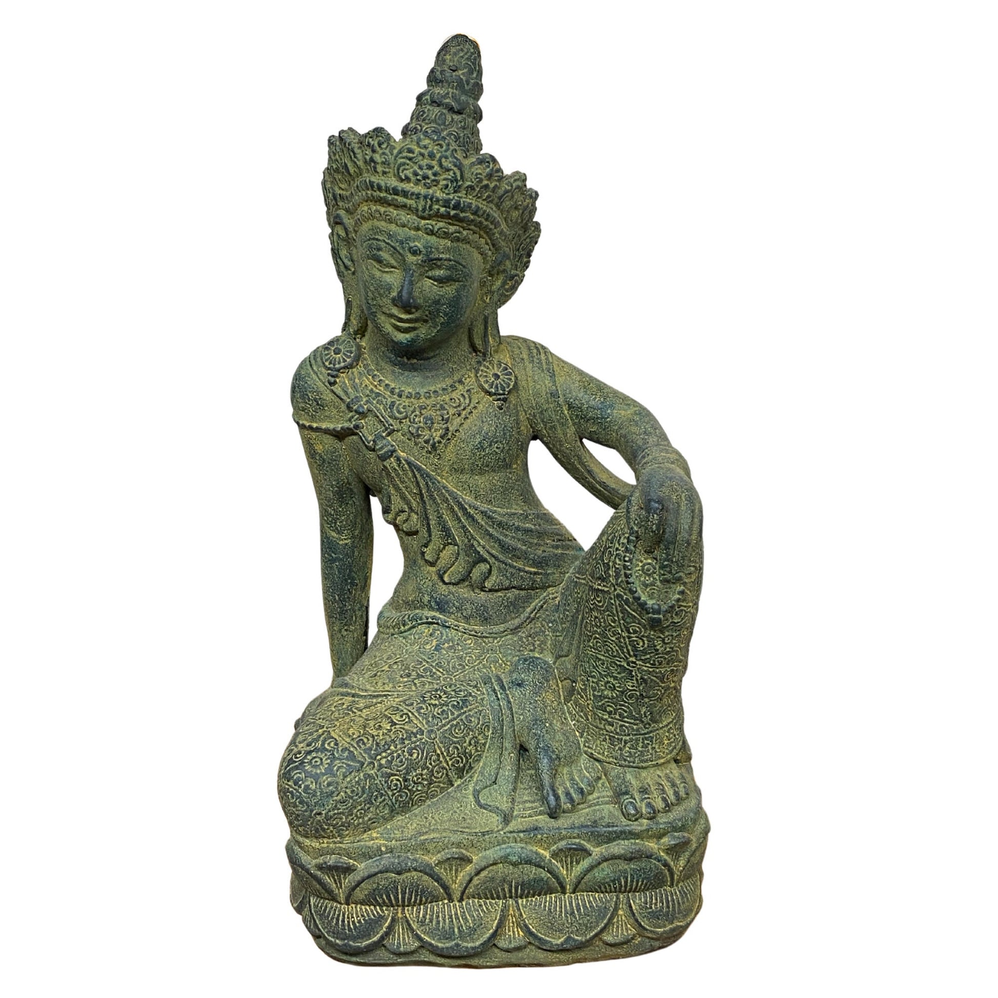 Guanyin Kwan Yin Garden Statue Water Moon Goddess Cast Stone Sculpture Buddhist Bali Art - Acadia World Traders