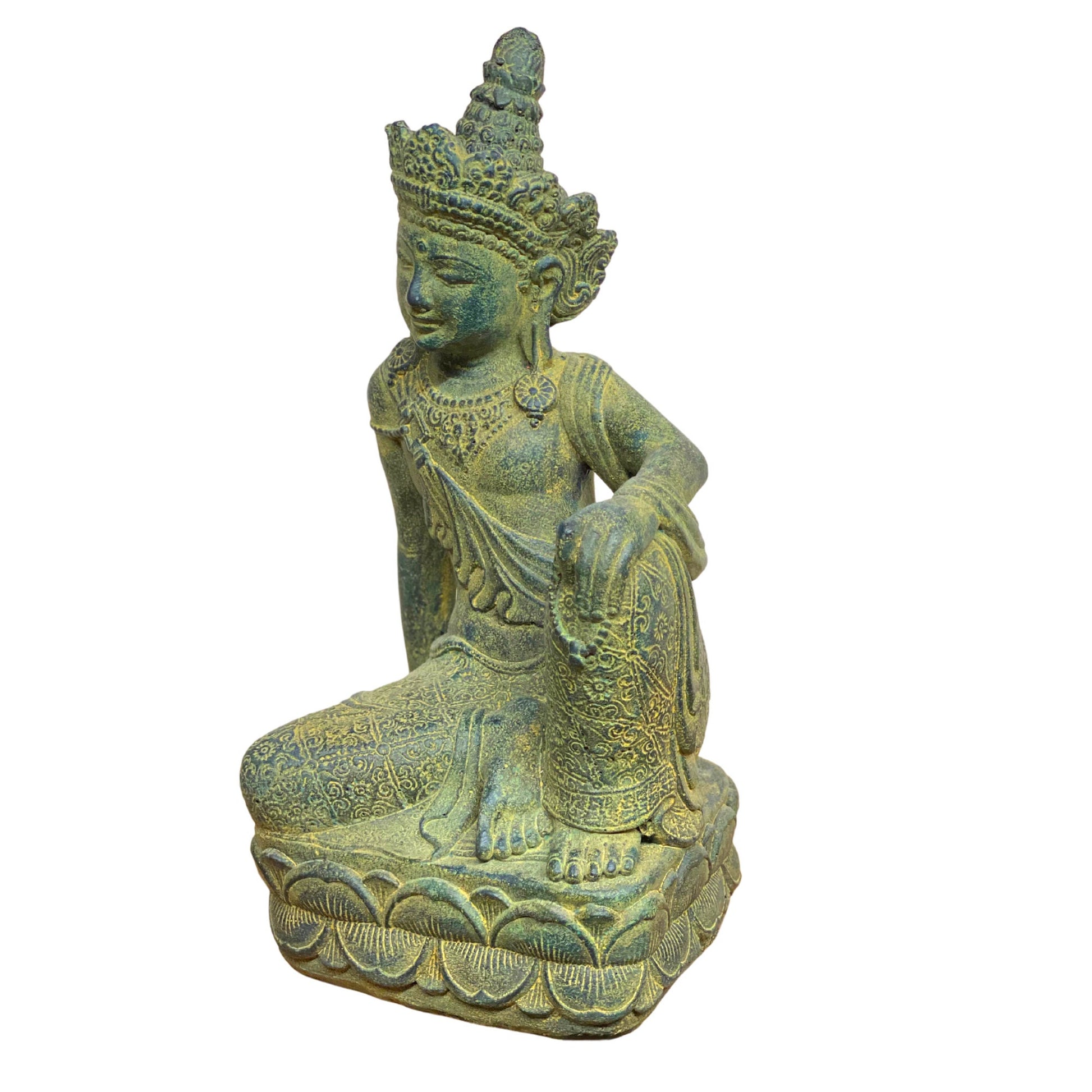 Guanyin Kwan Yin Garden Statue Water Moon Goddess Cast Stone Sculpture Buddhist Bali Art - Acadia World Traders