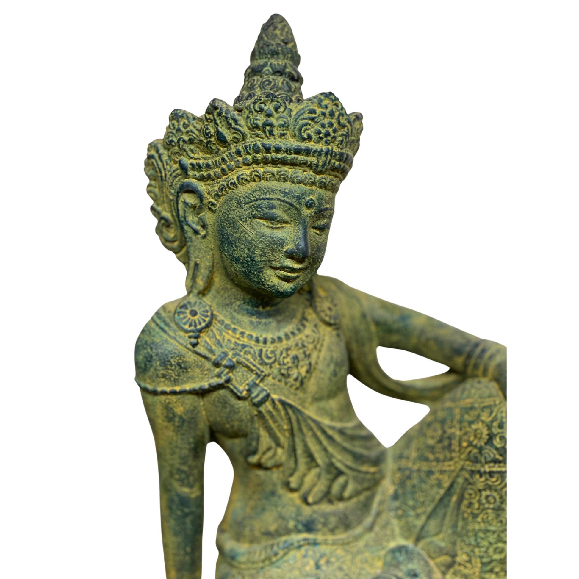 Guanyin Kwan Yin Garden Statue Water Moon Goddess Cast Stone Sculpture Buddhist Bali Art - Acadia World Traders