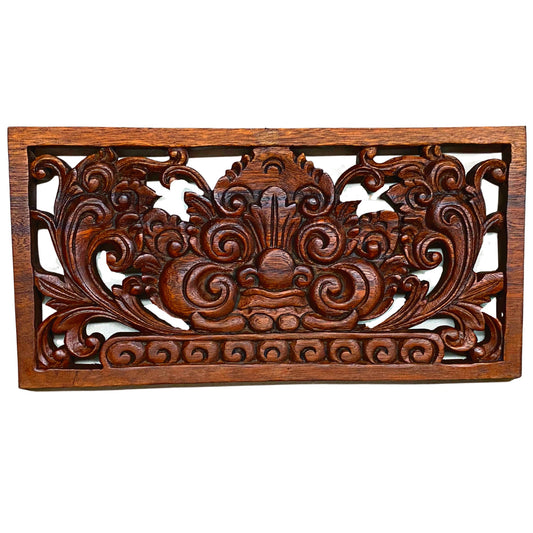 Balinese Bhoma Boma Demon Child of the Earth Guardian Wall Art Relief Panel Hand Carved Wood Carving Asian Decor Indonesian Folk art