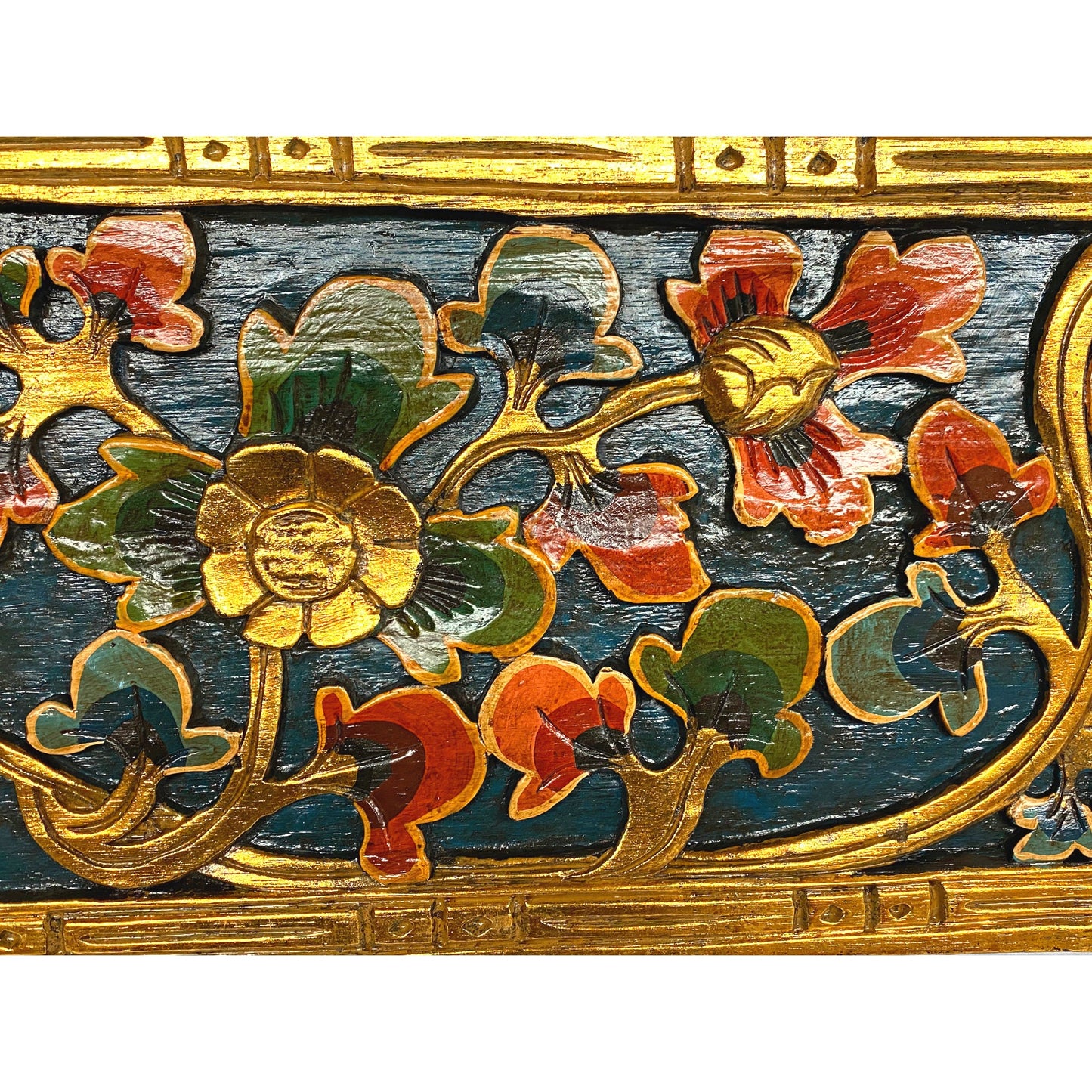 Balinese Lotus Panel architectural Relief Wood Carving Bali wall Art 39"