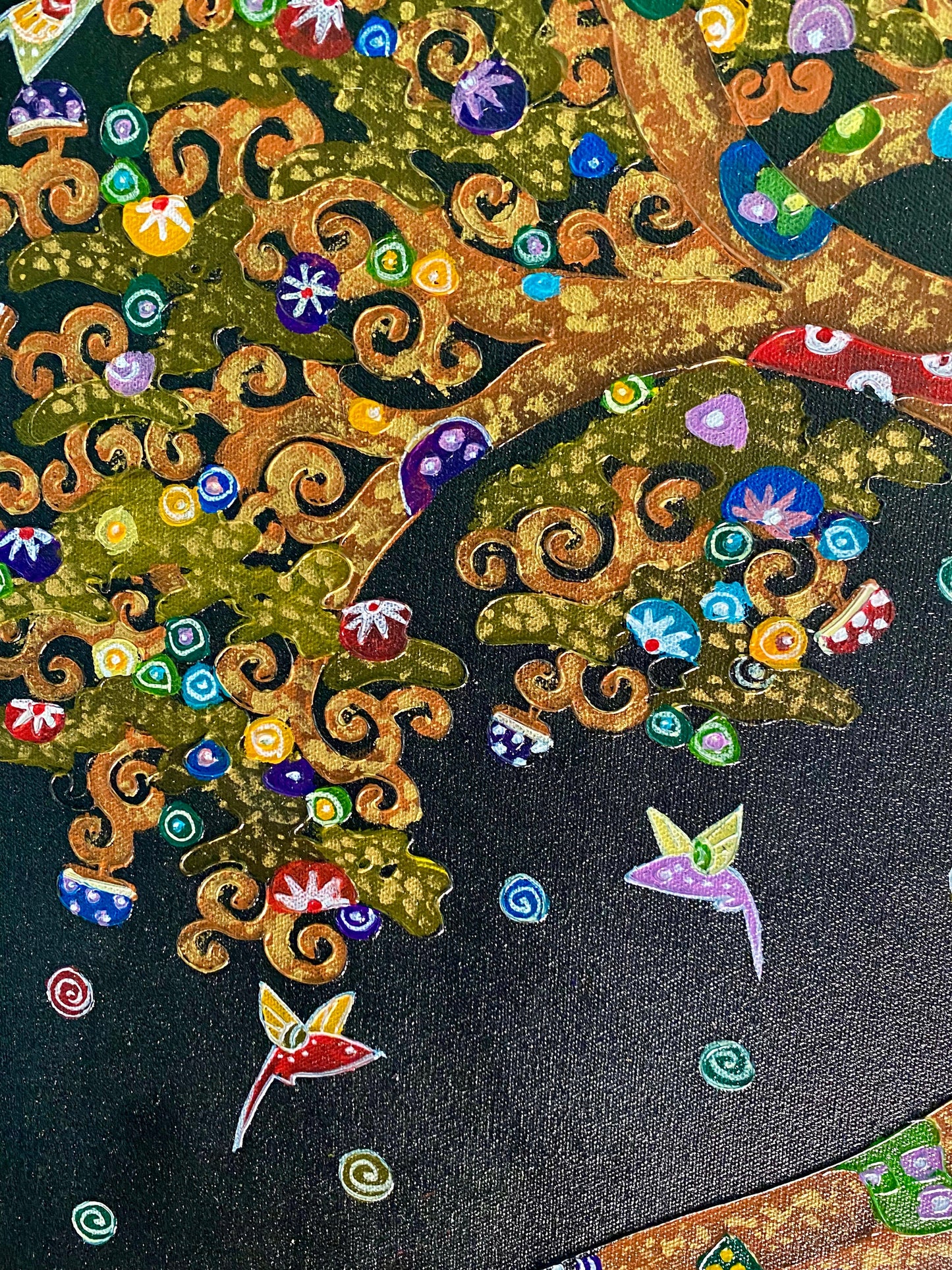 Tree of Life Fine art Painting acrylic on Canvas signed Agung Bali Wall Art Ubud Bali Klimt inspired