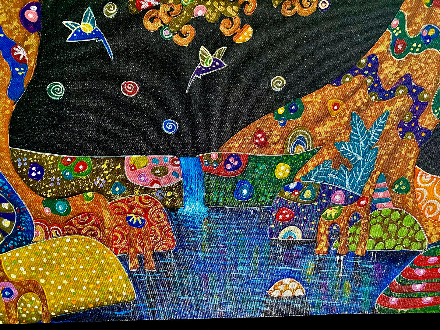 Tree of Life Fine art Painting acrylic on Canvas signed Agung Bali Wall Art Ubud Bali Klimt inspired
