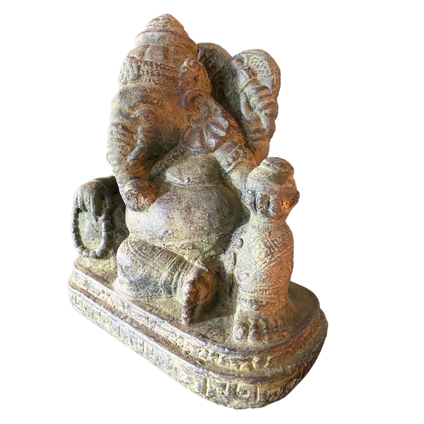 Shri Ganesha Reclining Statue Garden statuary Remover Obstacles Handmade Cast Lava stone sculpture Bali art Eclectic Decor
