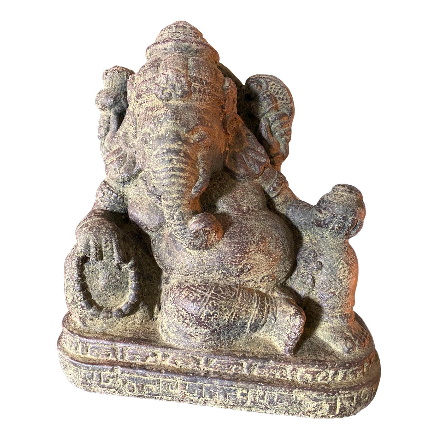 Shri Ganesha Reclining Statue Garden statuary Remover Obstacles Handmade Cast Lava stone sculpture Bali art Eclectic Decor