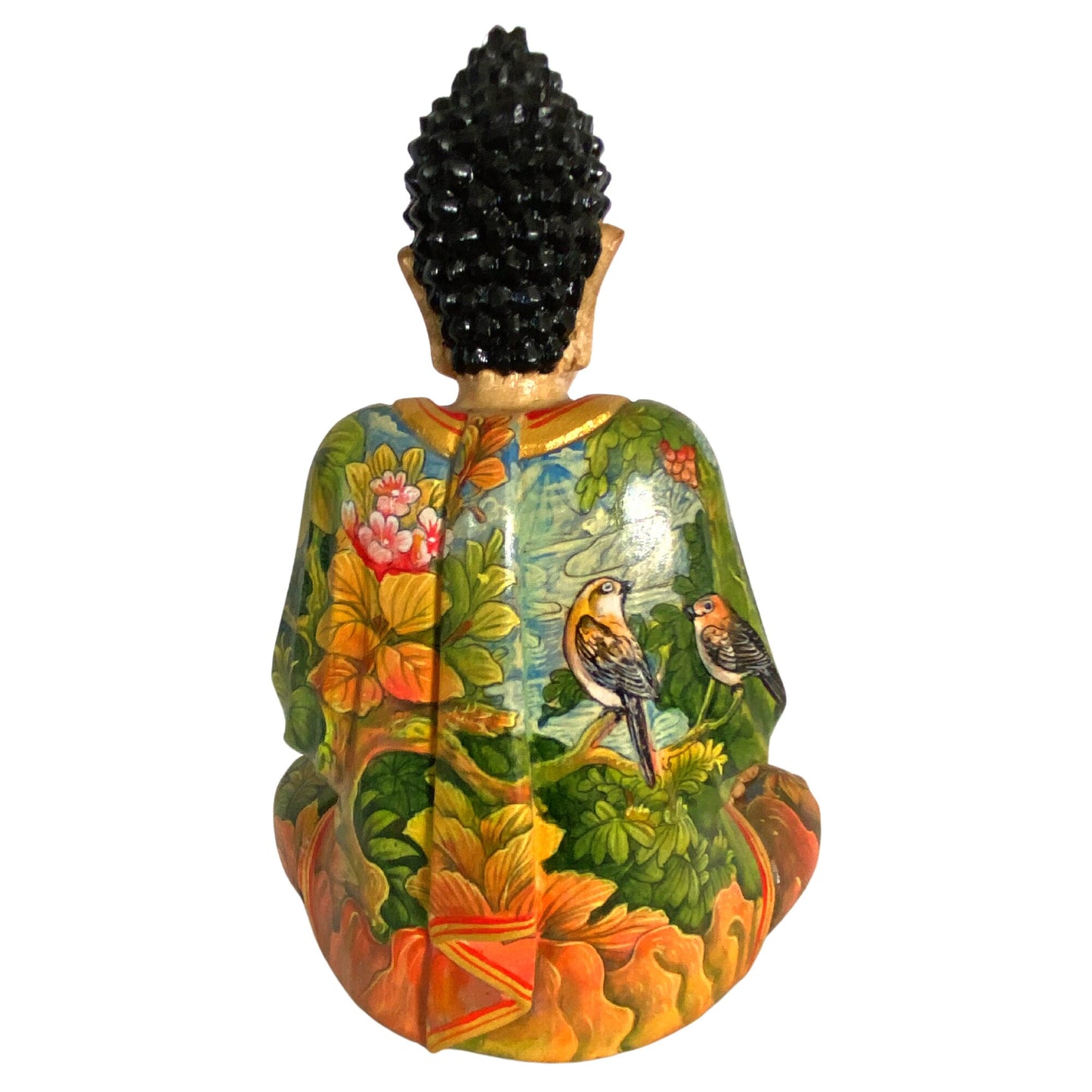 Meditating Buddha Wooden Statue Wishing Jewel Buddha Manidhari Mudra Hand Painted Wood Carving Carved Sculpture Balinese Art Bali Folkart