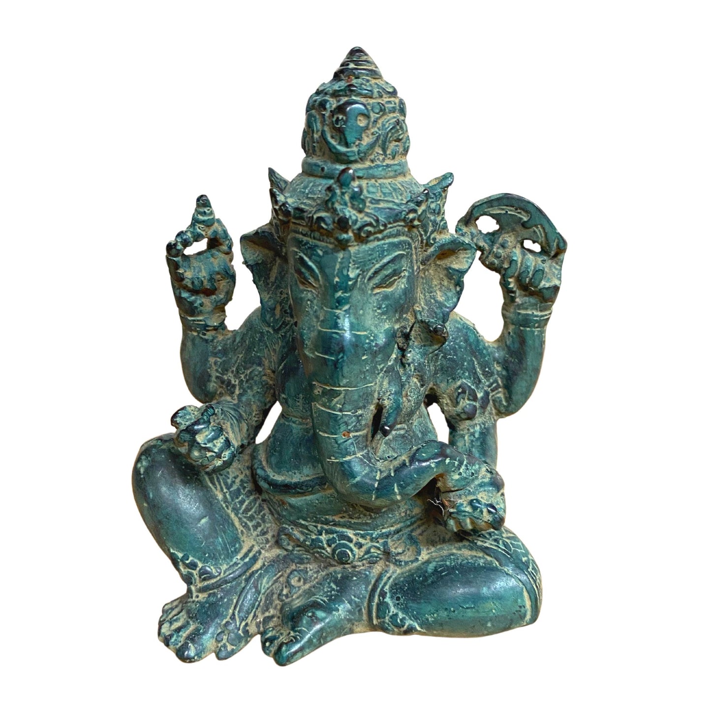 Bronze Ganesha Statue: Handmade Lost Wax Cast Metal Balinese Elephant God Murti