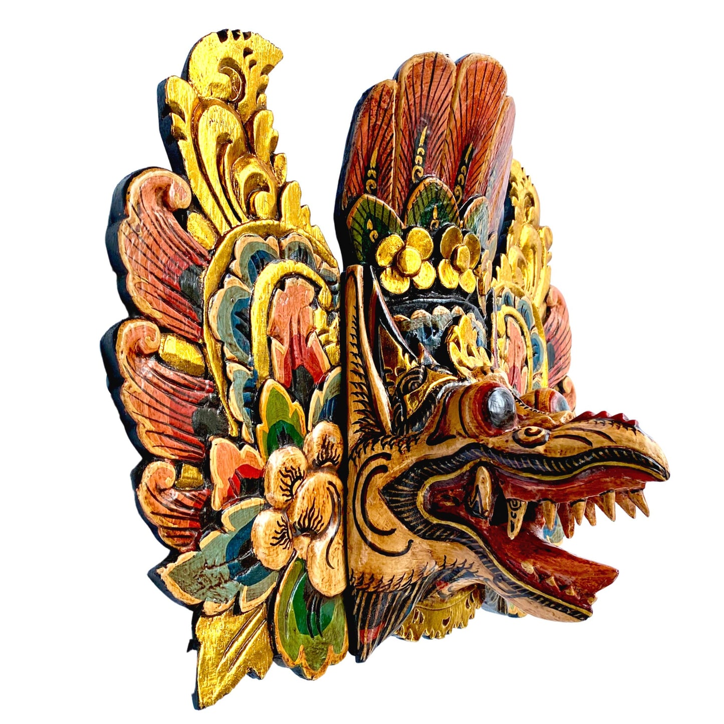 Balinese Mask Garuda Eagle Mask Protector Polychrome Hand Carved wood Carving Bali Folk Art Wooden Mask Wall Decor - Acadia World Traders
