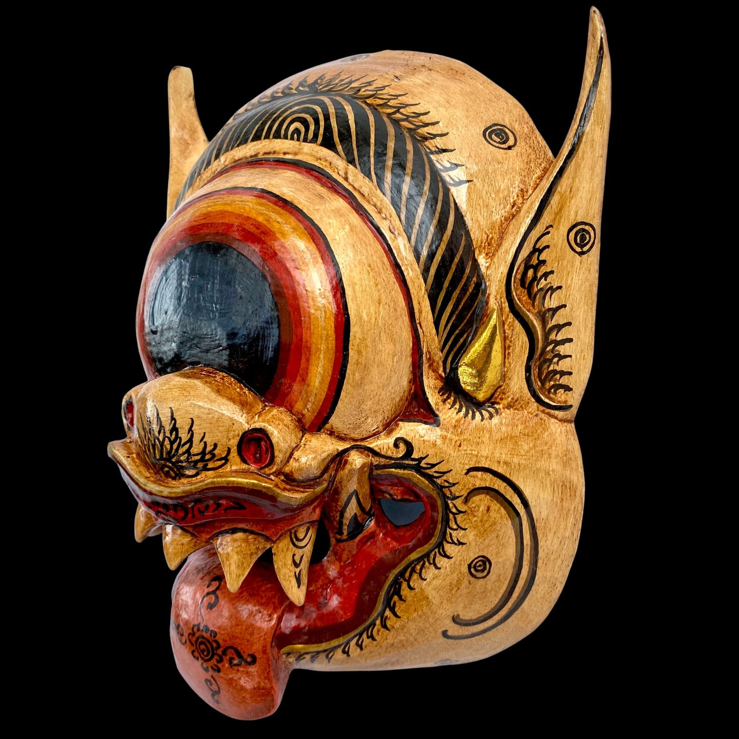 Balinese Mask Mata Besek Wooden Cyclops One Eyed Demon Monster Rakshasa Bali Folk Art Hand carved Wood Carving - Acadia World Traders