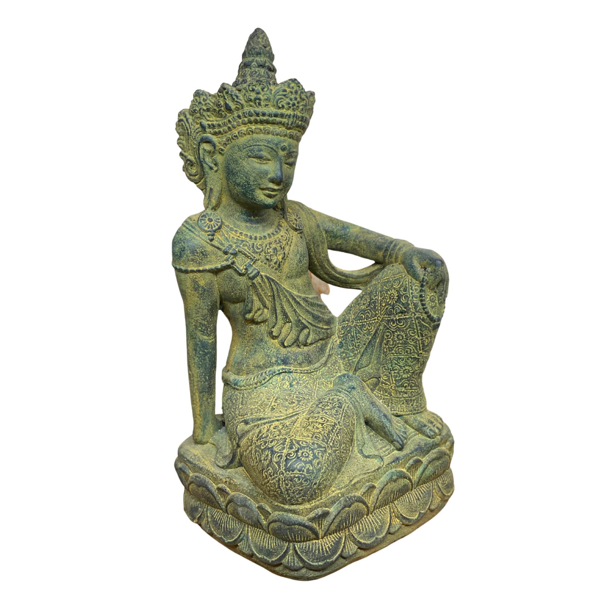 Guanyin Kwan Yin Garden Statue Water Moon Goddess Cast Stone Sculpture Buddhist Bali Art - Acadia World Traders