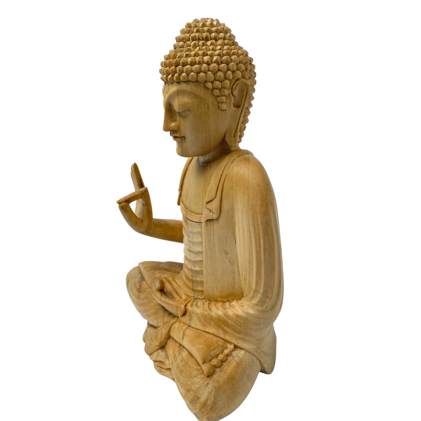 Teaching Buddha statue Dharma Wheel chakra Hand Carved Wood carving Sculpture Bali Art