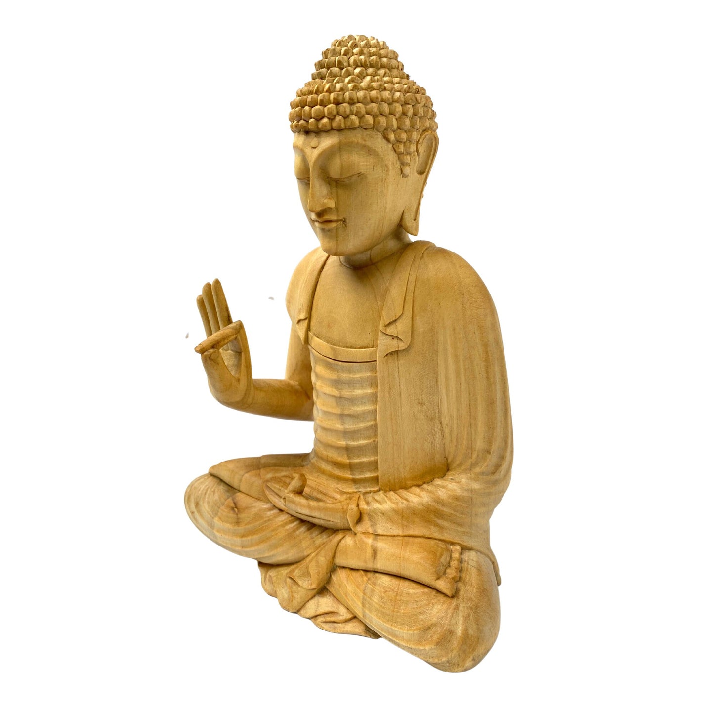 Teaching Buddha statue Dharma Wheel chakra Hand Carved Wood carving Sculpture Bali Art