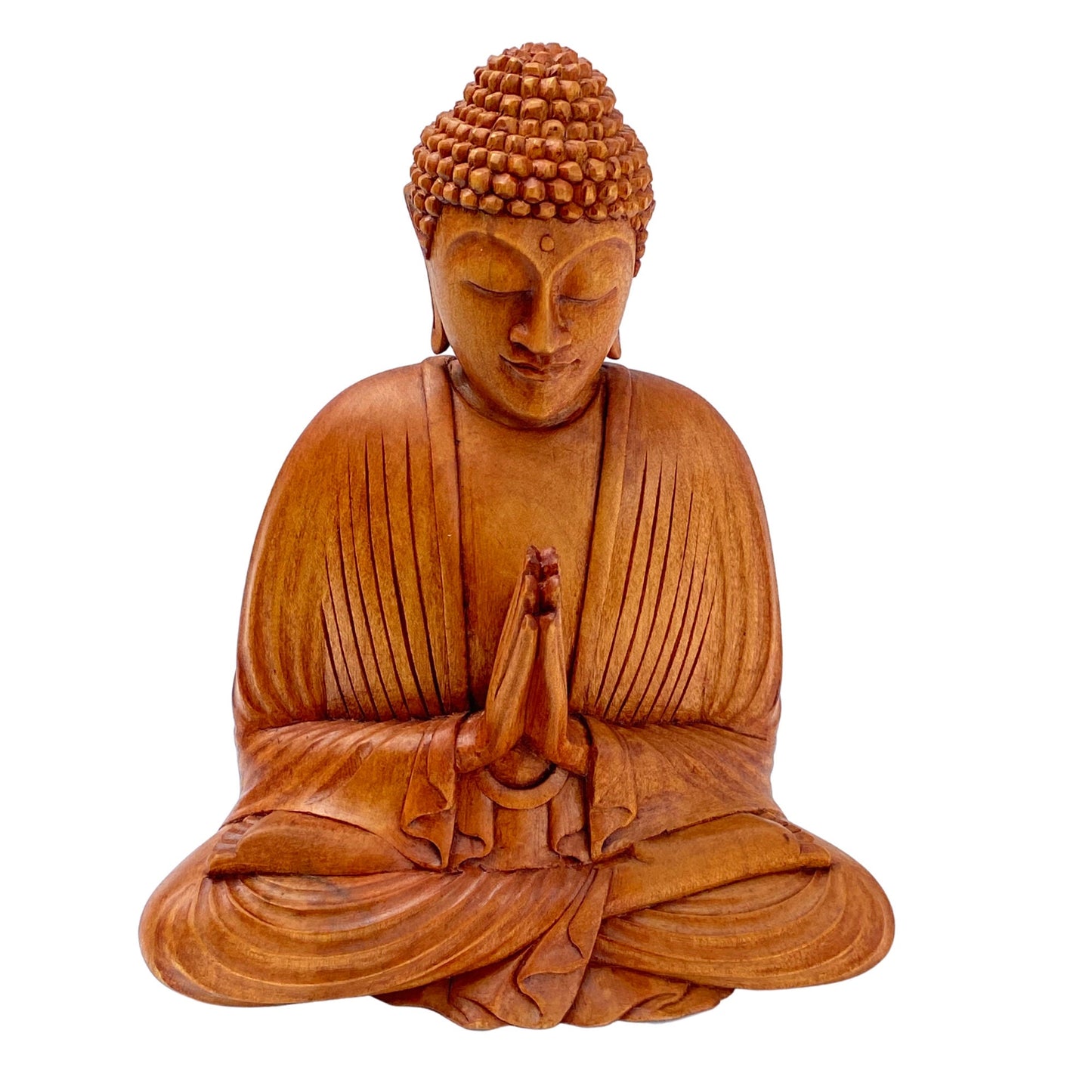 Namaste' Blessing Gautama Buddha Sculpture Handmade Hand Carved wood carving Statue Balinese Buddhist Art