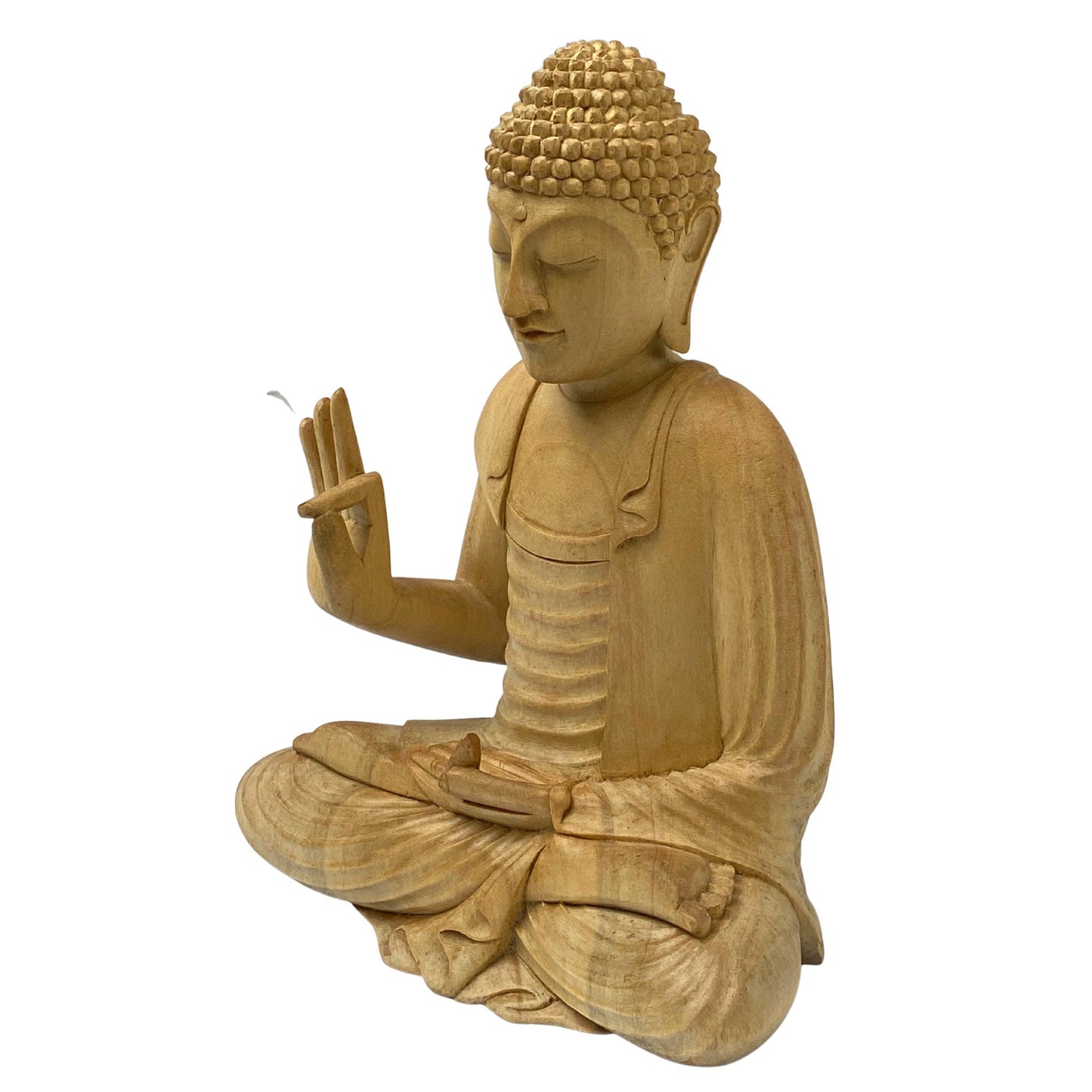 Teaching Buddha statue Dharmachakra Dharma Wheel Mudra Wood Carving Sculpture Bali Buddhist Art asian decor