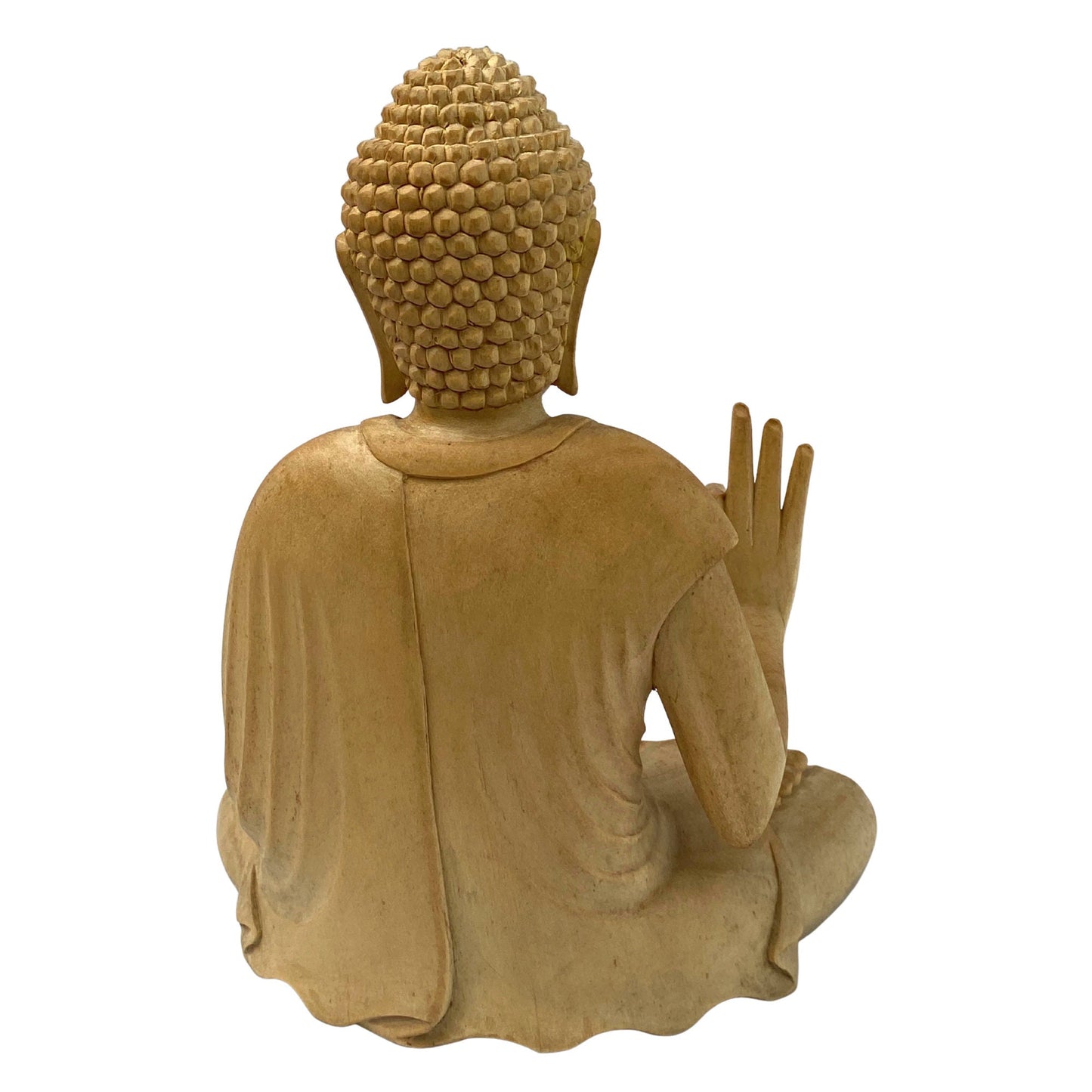 Teaching Buddha statue Dharmachakra Dharma Wheel Mudra Wood Carving Sculpture Bali Buddhist Art asian decor